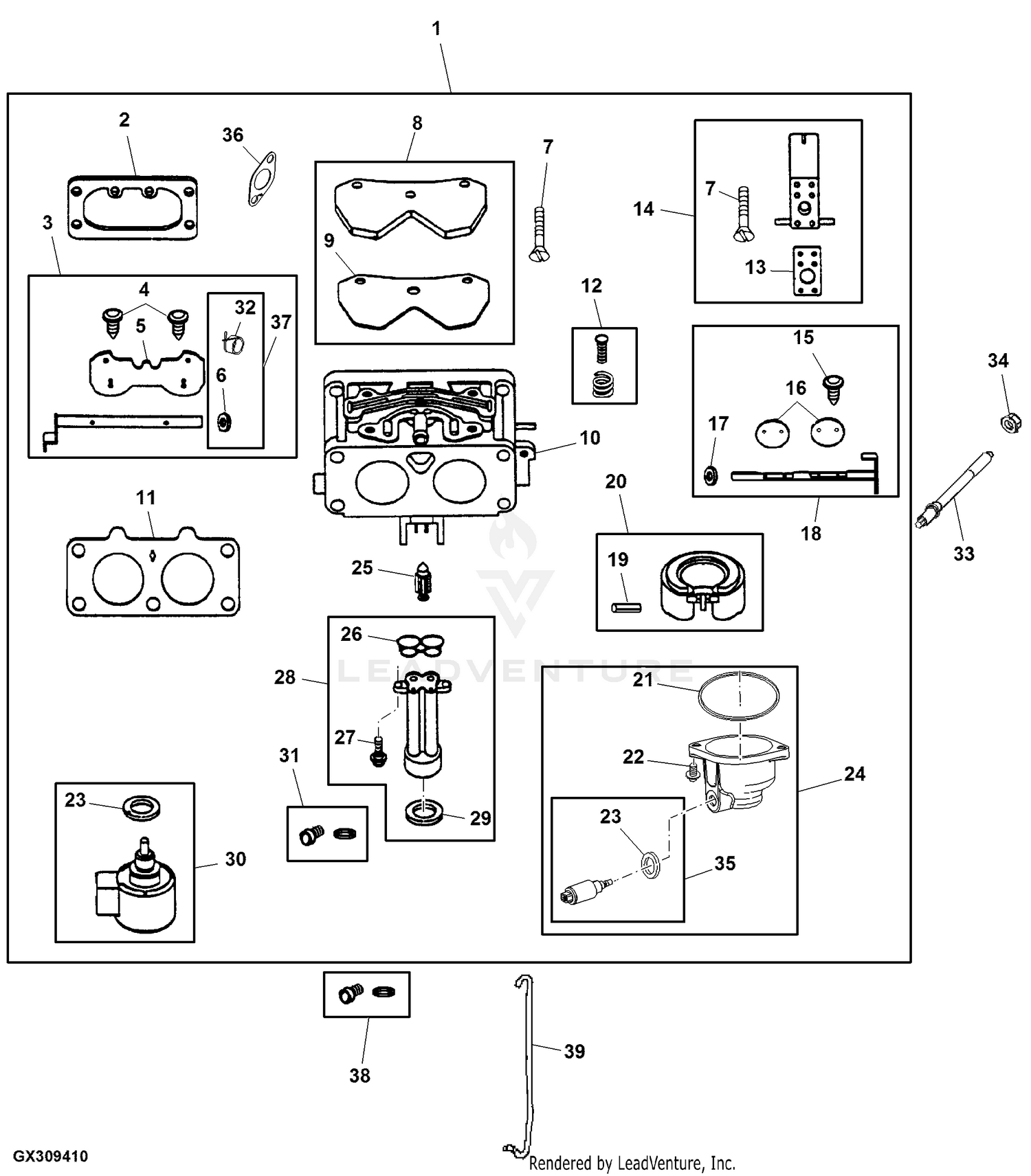 John Deere D170 100 Series Tractor Material Collection System -PC10448  Carburetor: Fuel & Air