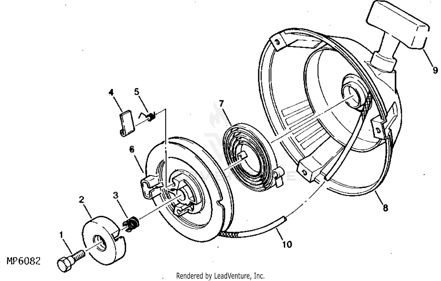 John Deere Kawasaki Repower Engines Installation Kits Pc20 Recoil Starter Assembly 5 H P Manual Start Engine