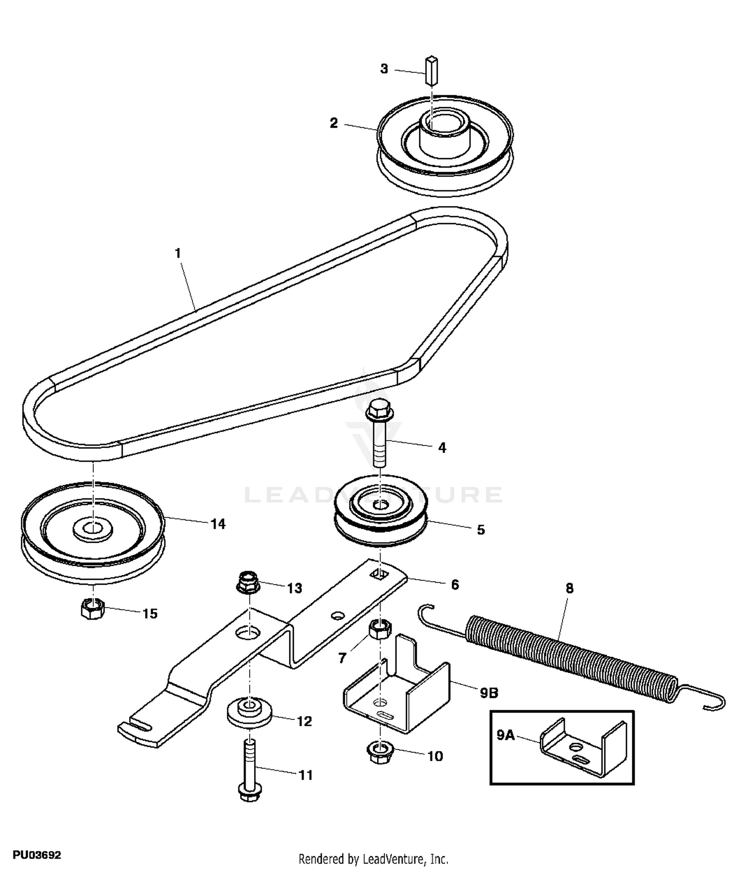 John deere z445 2025 drive belt diagram