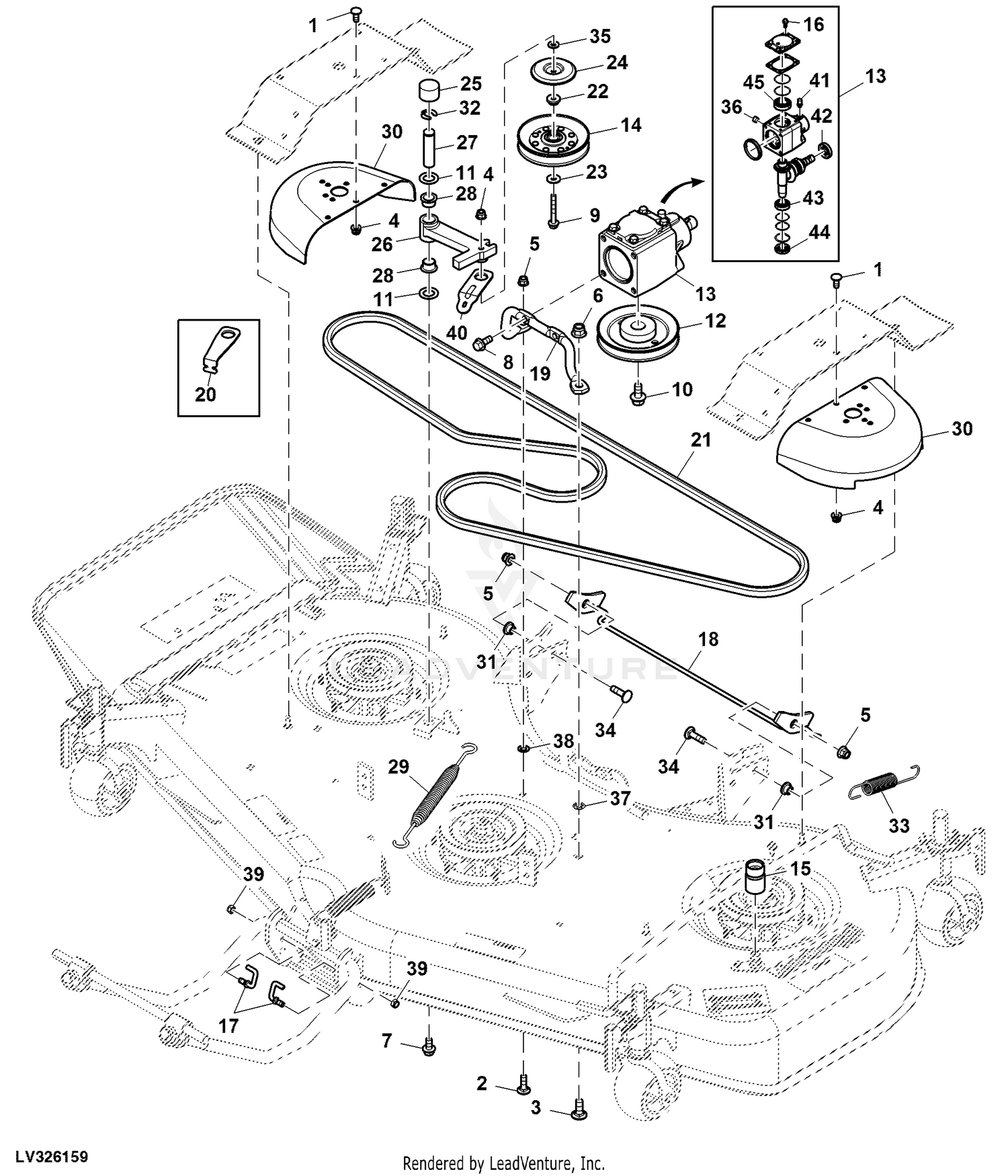 John deere 54d discount mower deck parts