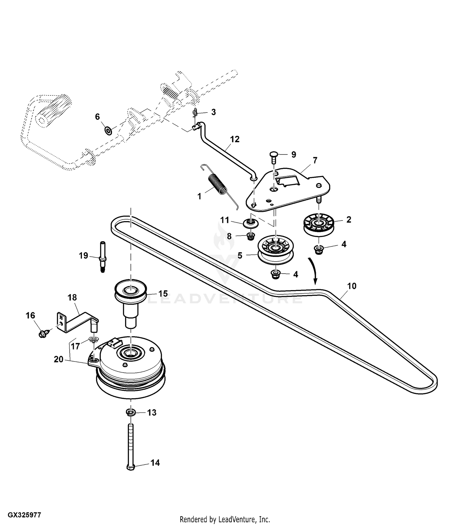 John deere l100 drive best sale belt diagram