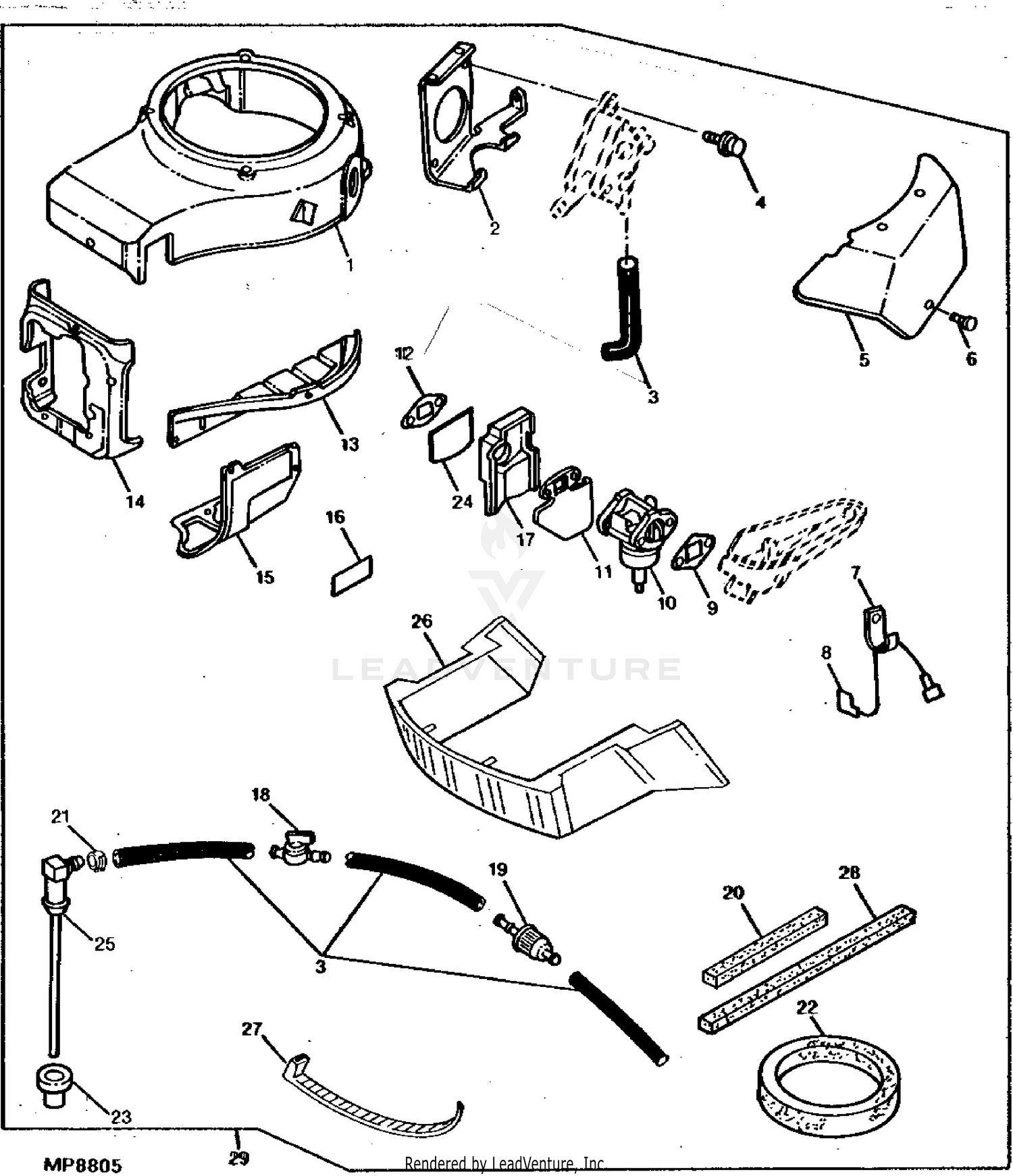 John Deere 285 320 Lawn Garden Tractors PC2150 Optional Hot Weather Kit 240 260 265 FUEL AIR