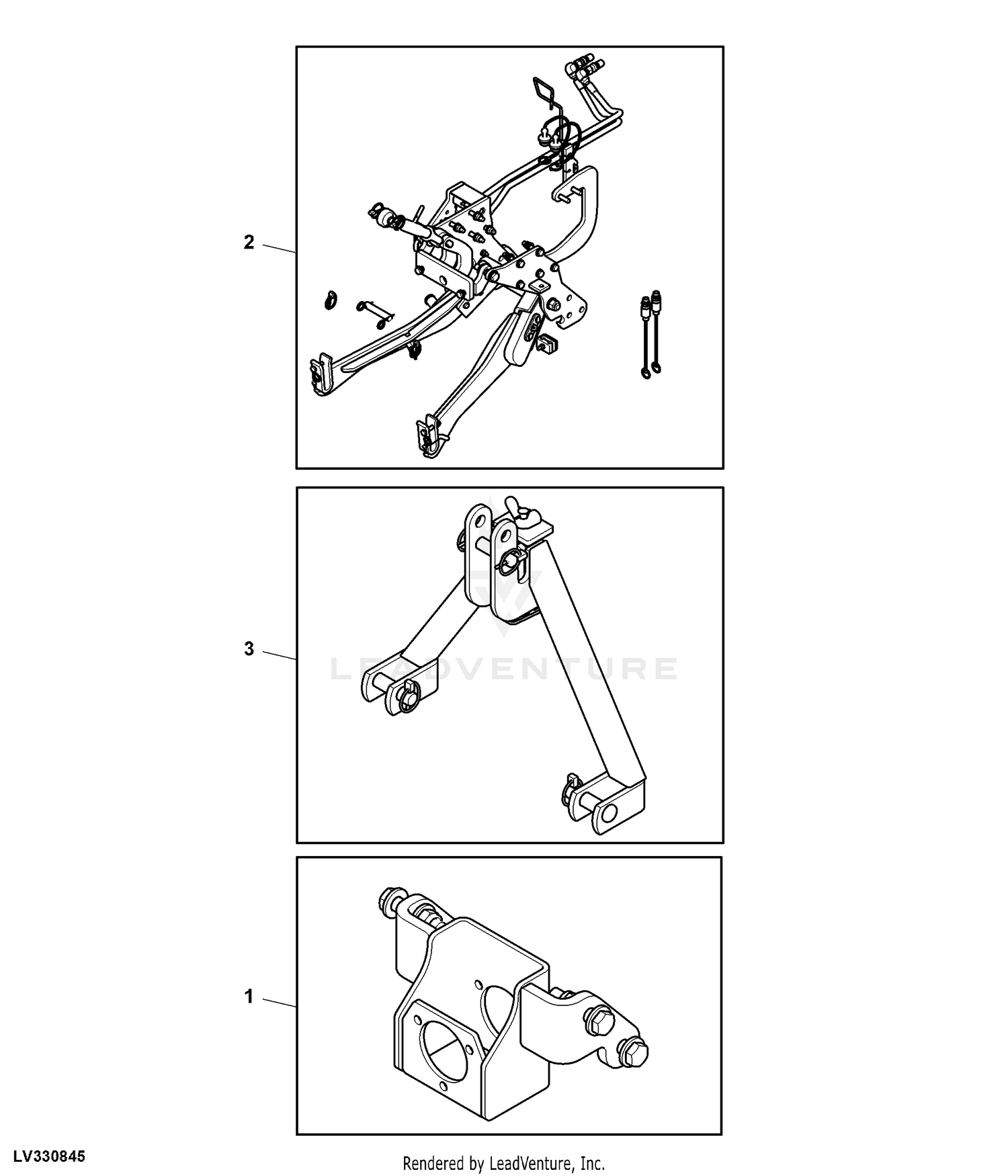 John Deere HITCHES Attachment, Front Hitch W/ A- Frame, 3-Point