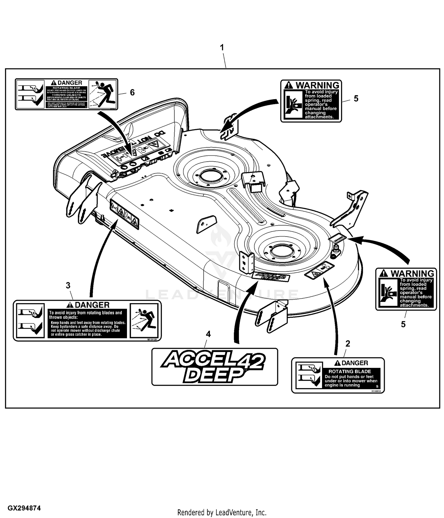 John deere 42 inch online mower deck parts list