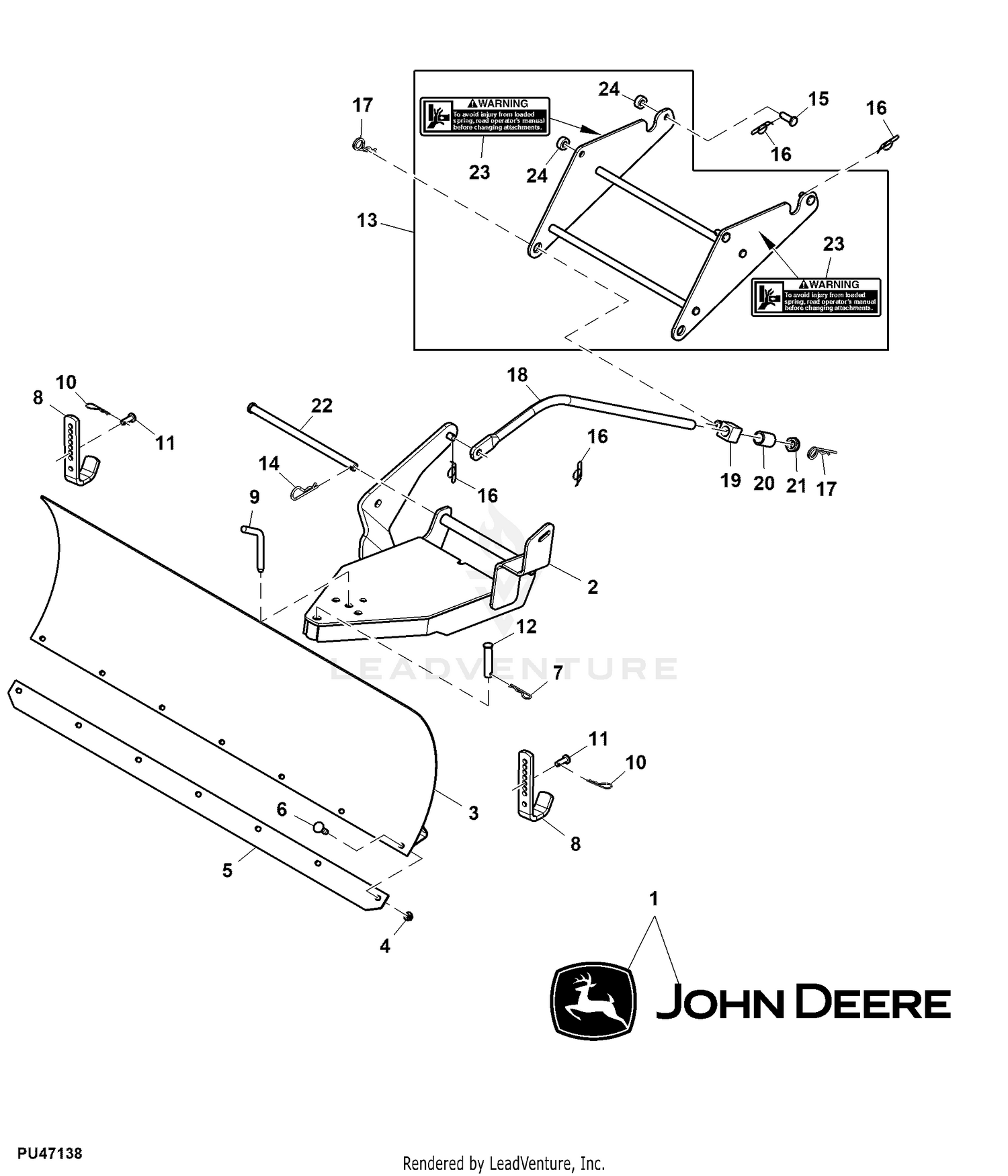 John deere x350 online snow plow