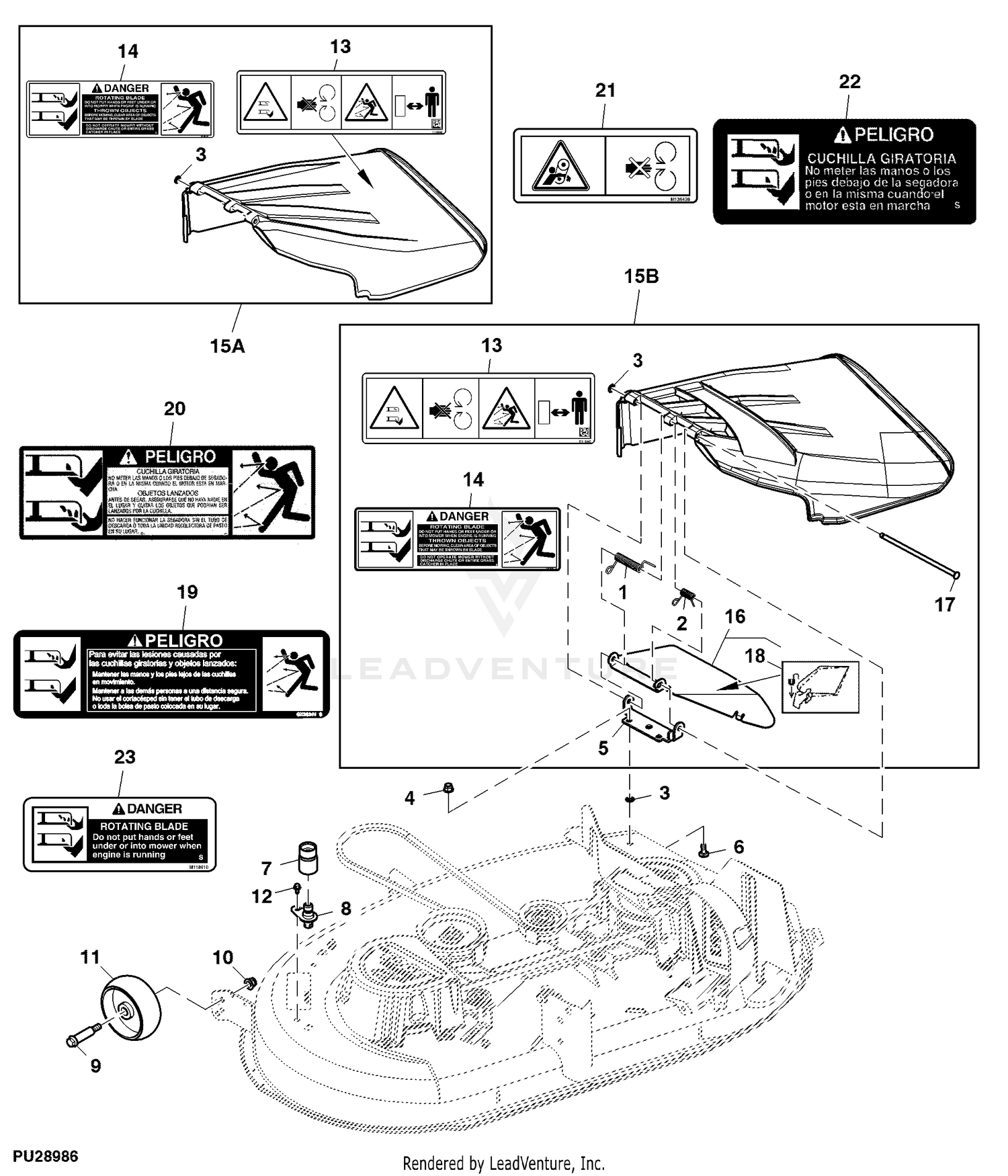 John Deere D110 100 Series Tractor D110 Tractor PC10442 Mower Wheels Chute Mower Deck And Lift Linkage