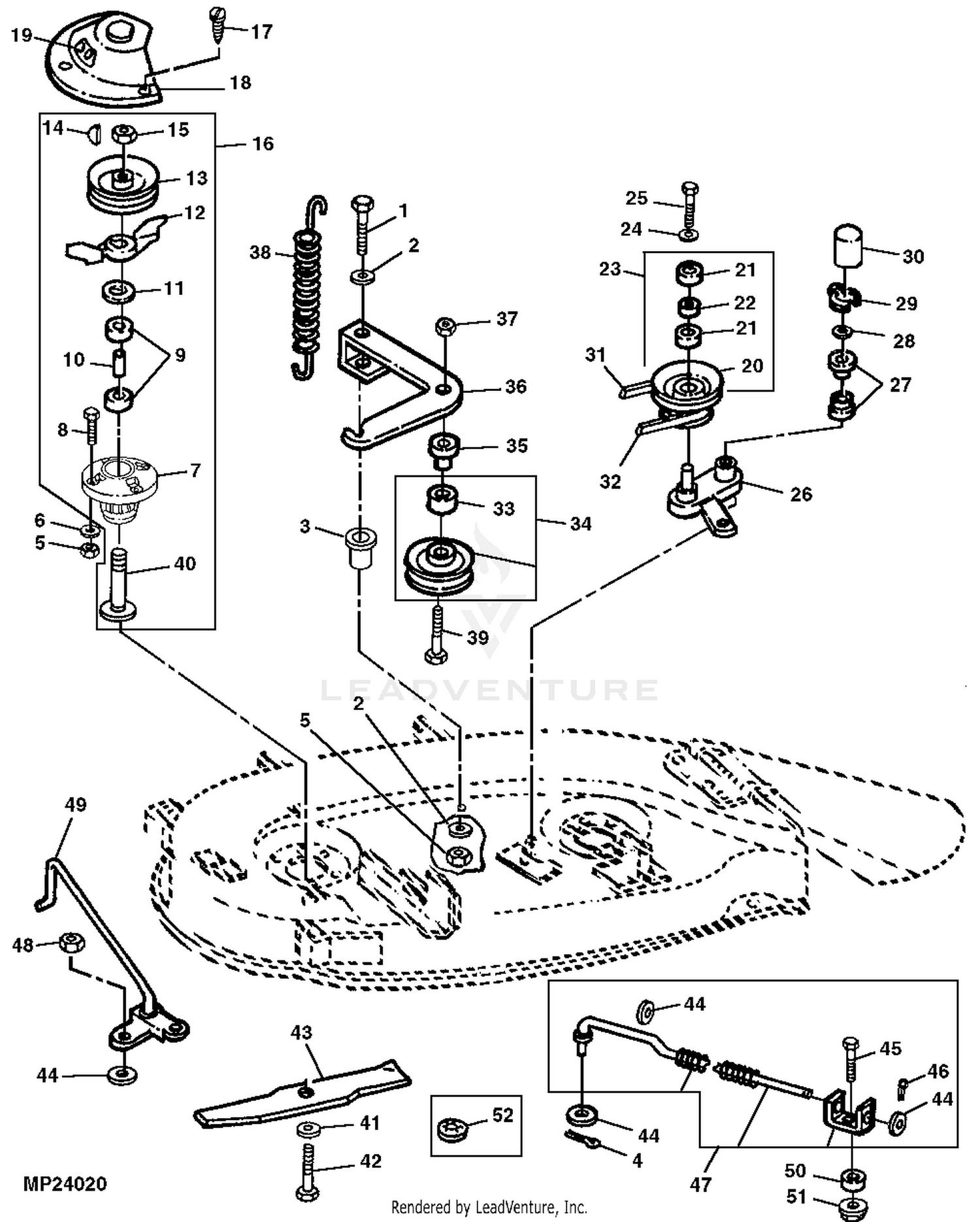 John deere 38 inch mower deck belt diagram sale