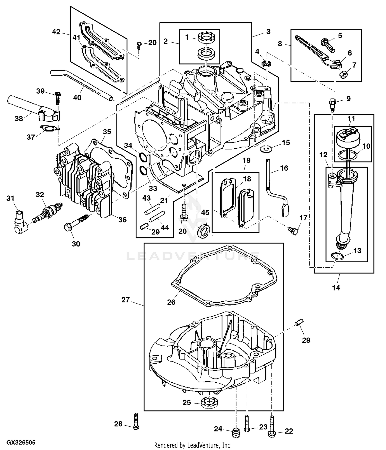 John Deere JS25 21 IN Mowmentum Walk Behind Mower PC9737 CYLINDER HEAD CRANKCASE ENGINE MIA11548 MIA10933 MIA11549 MIA11547