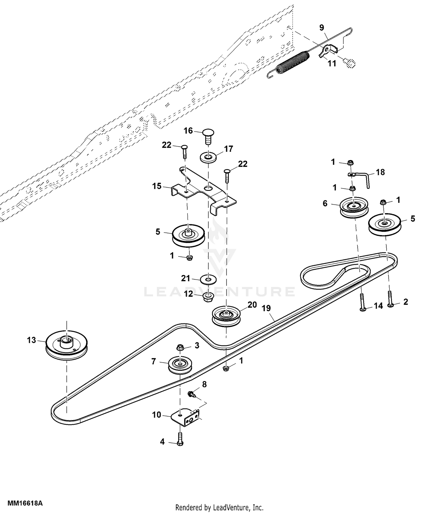 John deere x350 2025 drive belt diagram