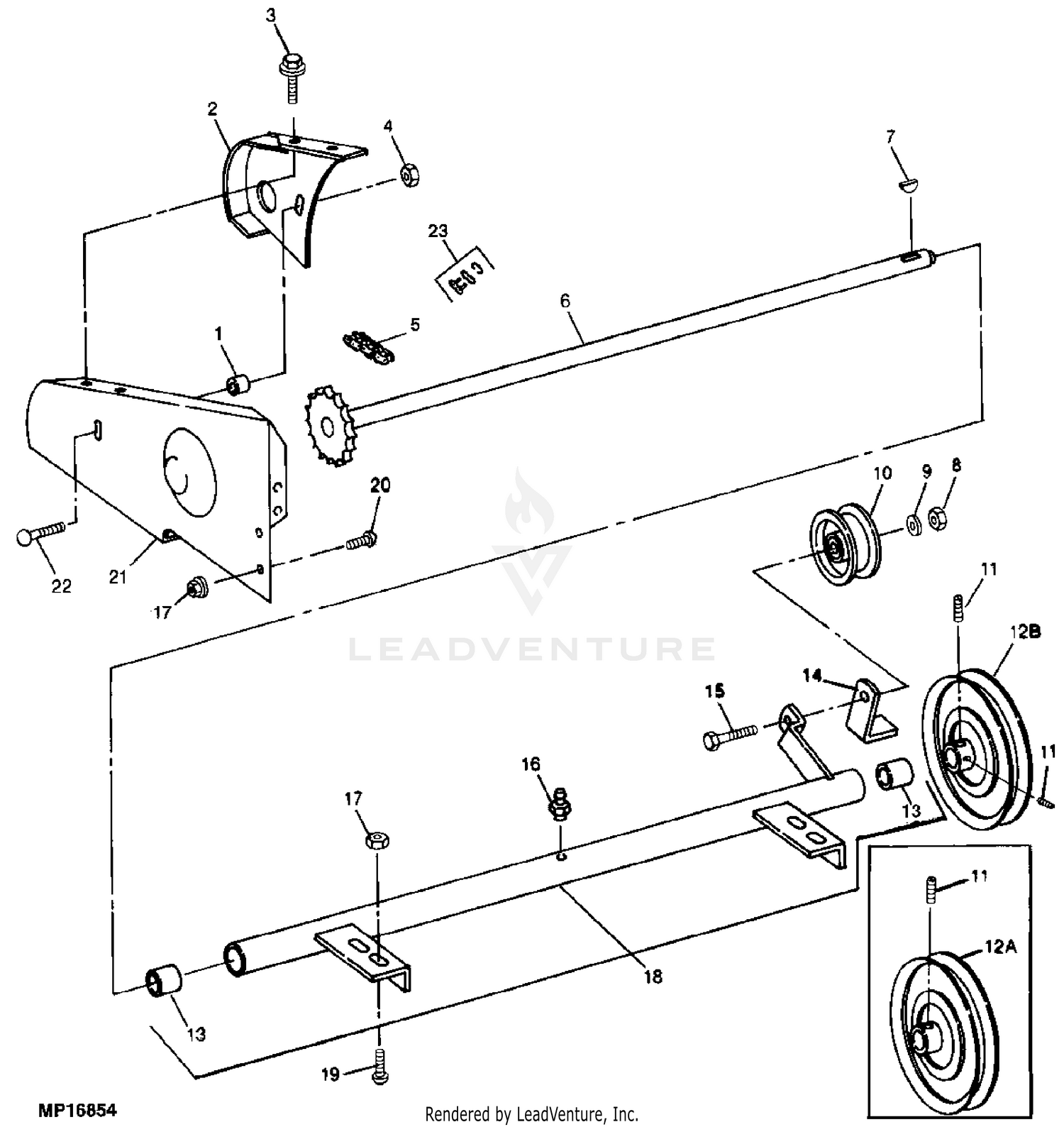 John Deere 42-IN Snow Thrower (240, 245, 260, 265, 285 & 320 Tractors)  -PC2201 Drive Shaft,Chain & Chain Guard: Snowthrower 42-Inch SN  575001-750000 SN