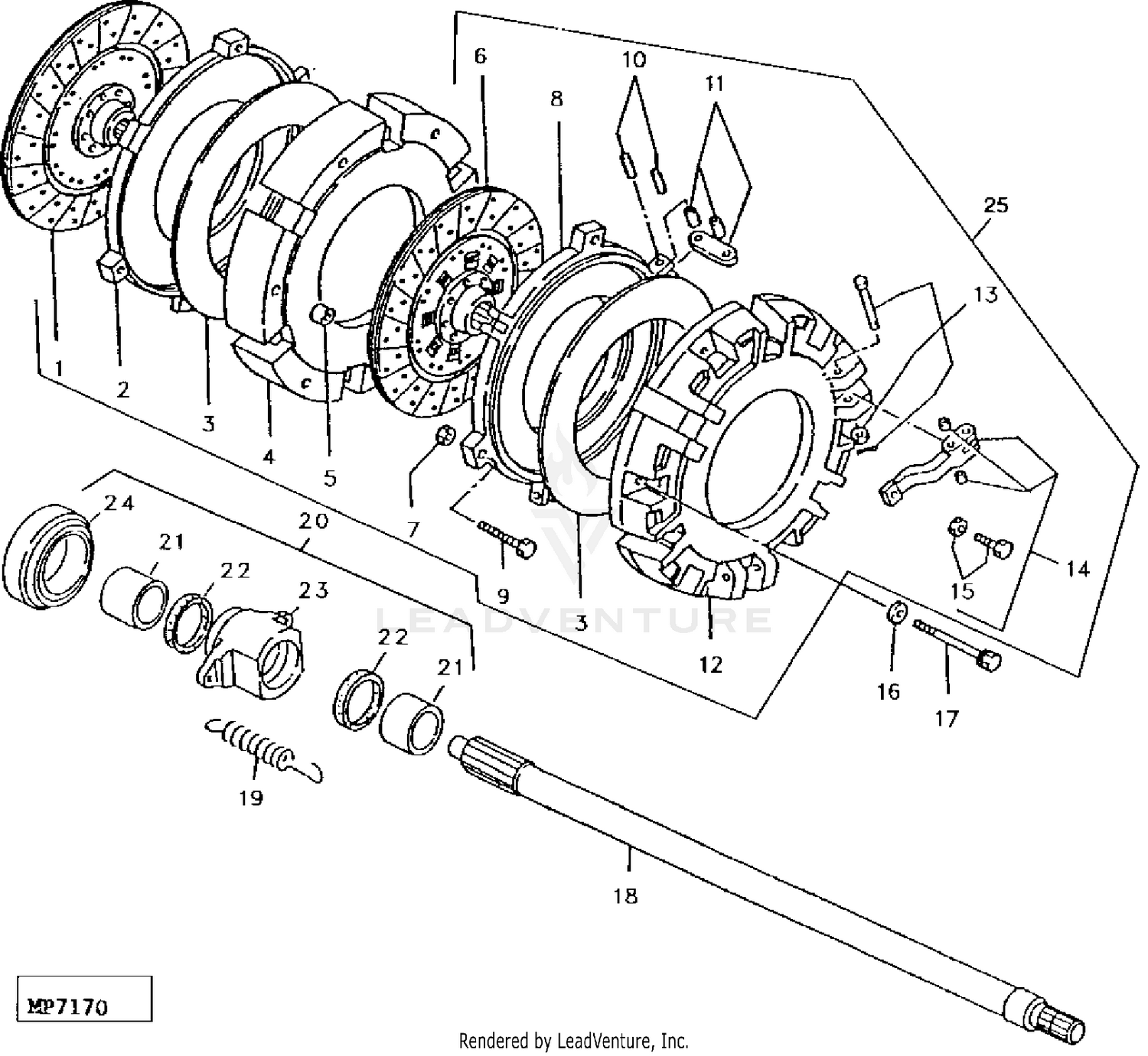 John Deere 1070 Tractor Manual Transmission Clutch Assembly LVA801352