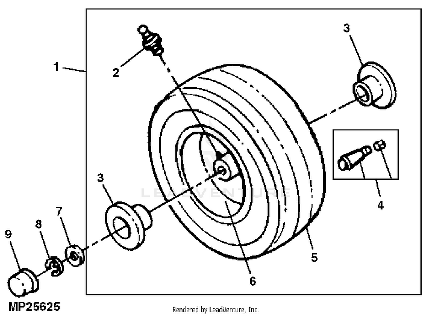 John Deere WHEELS FRAME AND OPERATOR S STATION FRONT WHEELS AND TIRES