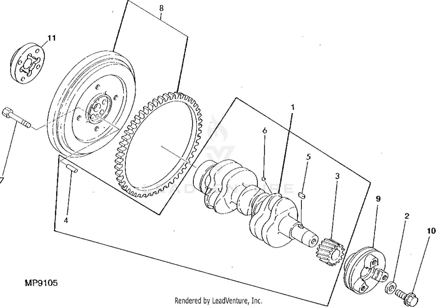 John Deere ENGINE CRANKSHAFT AND FLYWHEEL