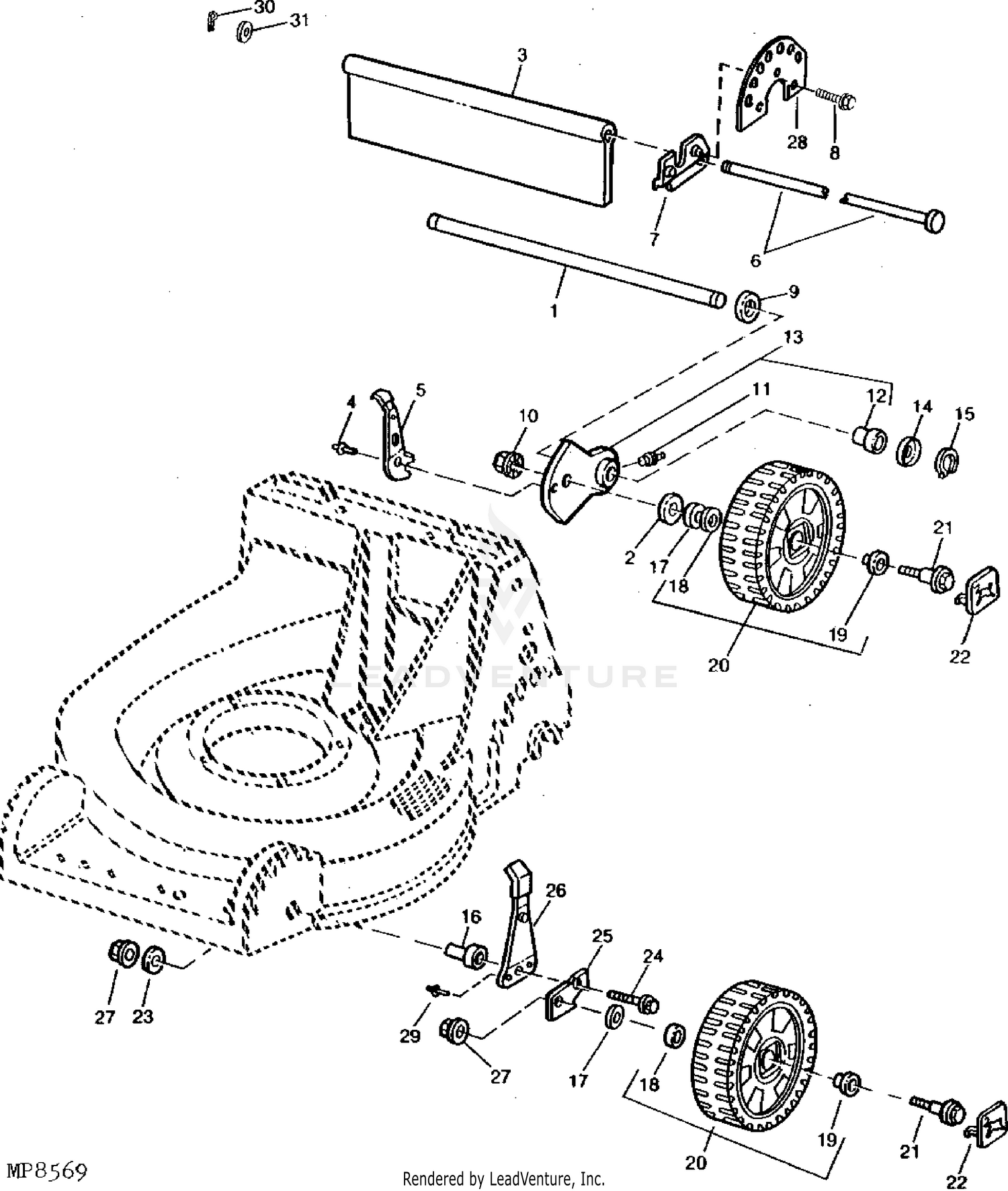 John Deere MOWER RELATED PARTS Wheels (12SB, 14SB, 14SE) (175001 - )