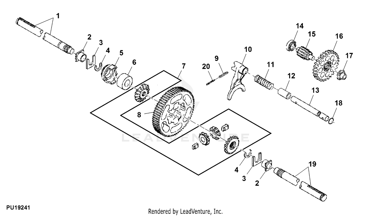 John Deere Power Flow Blower Assembly (62C Mower) -PC9146 Jacksheave,Idlers  & Belt,54 inch: Three-Bag Powerflow Material Collection