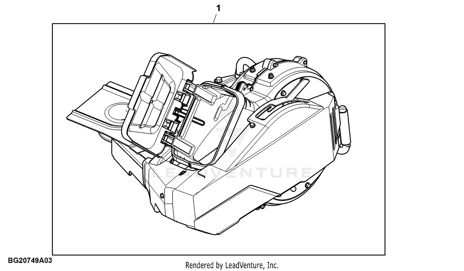 John Deere Power Flow Blower Assembly (48C Mower) -PC9146 Jacksheave,Idlers  & Belt,48C: Two-Bag Powerflow Material Collection System