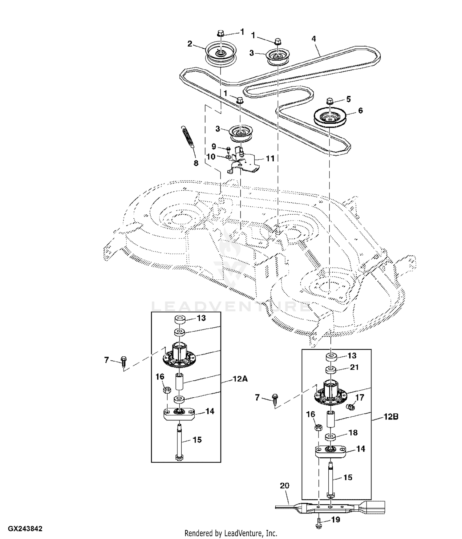 Belt diagram for shop john deere l120