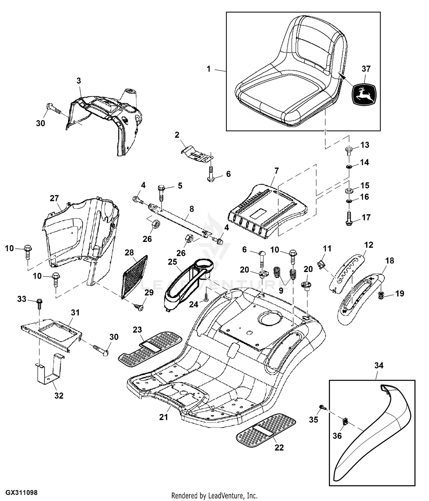 John deere l120 discount steering parts diagram