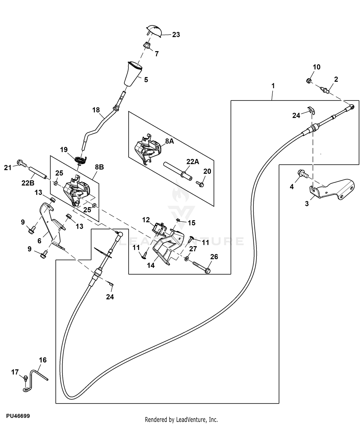 John Deere Steering and Brakes Gear Shift Linkage 