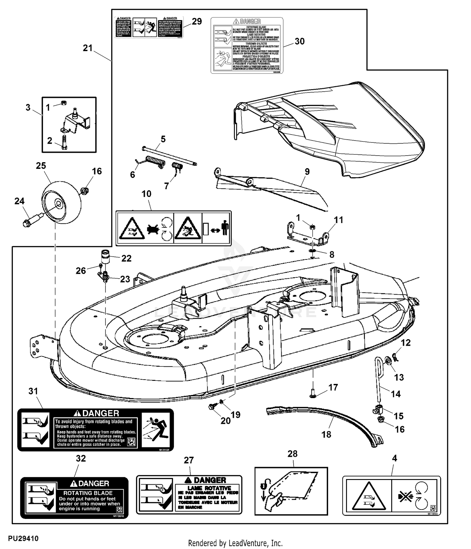 John deere la135 online deck