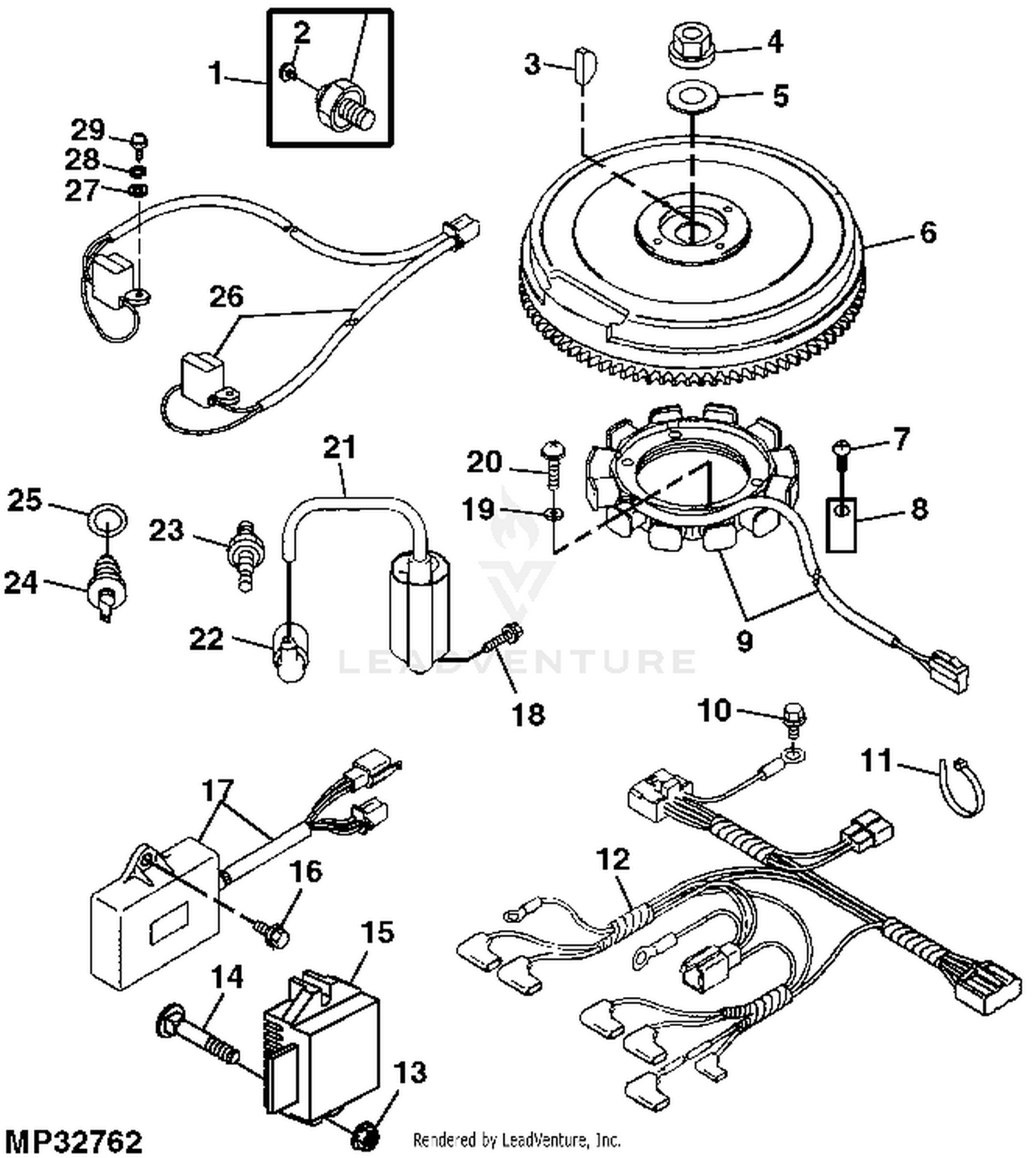 John Deere Power Flow Blower Assembly (48C Mower) -PC9146 Jacksheave,Idlers  & Belt,48C: Two-Bag Powerflow Material Collection System