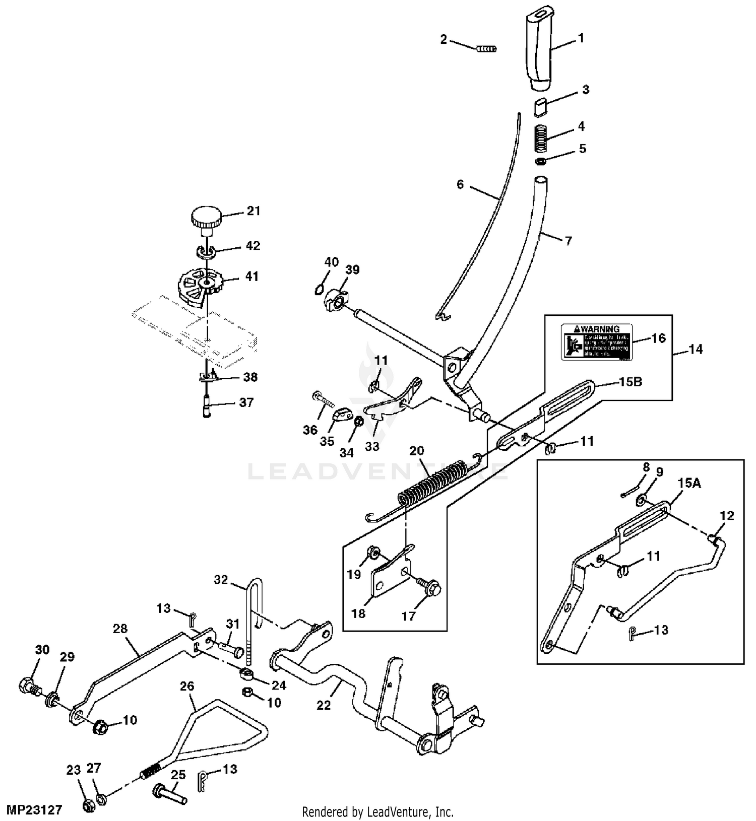 John Deere LT133 Lawn Tractor W 38 Mower Deck PC2606 Mower Deck Lift Linkage 045000 MOWER DECK LIFT LINKAGE