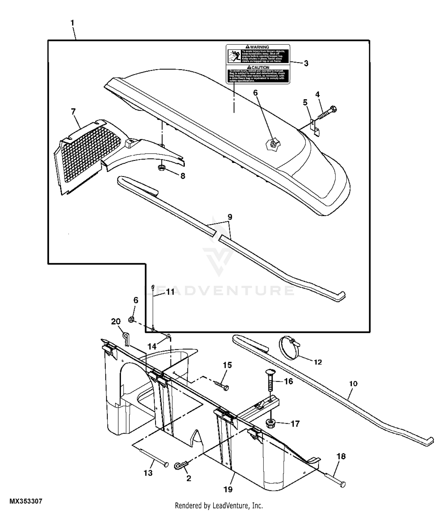 John Deere Material Collection System Power Flow Blower, 54X inch ( -  080000)