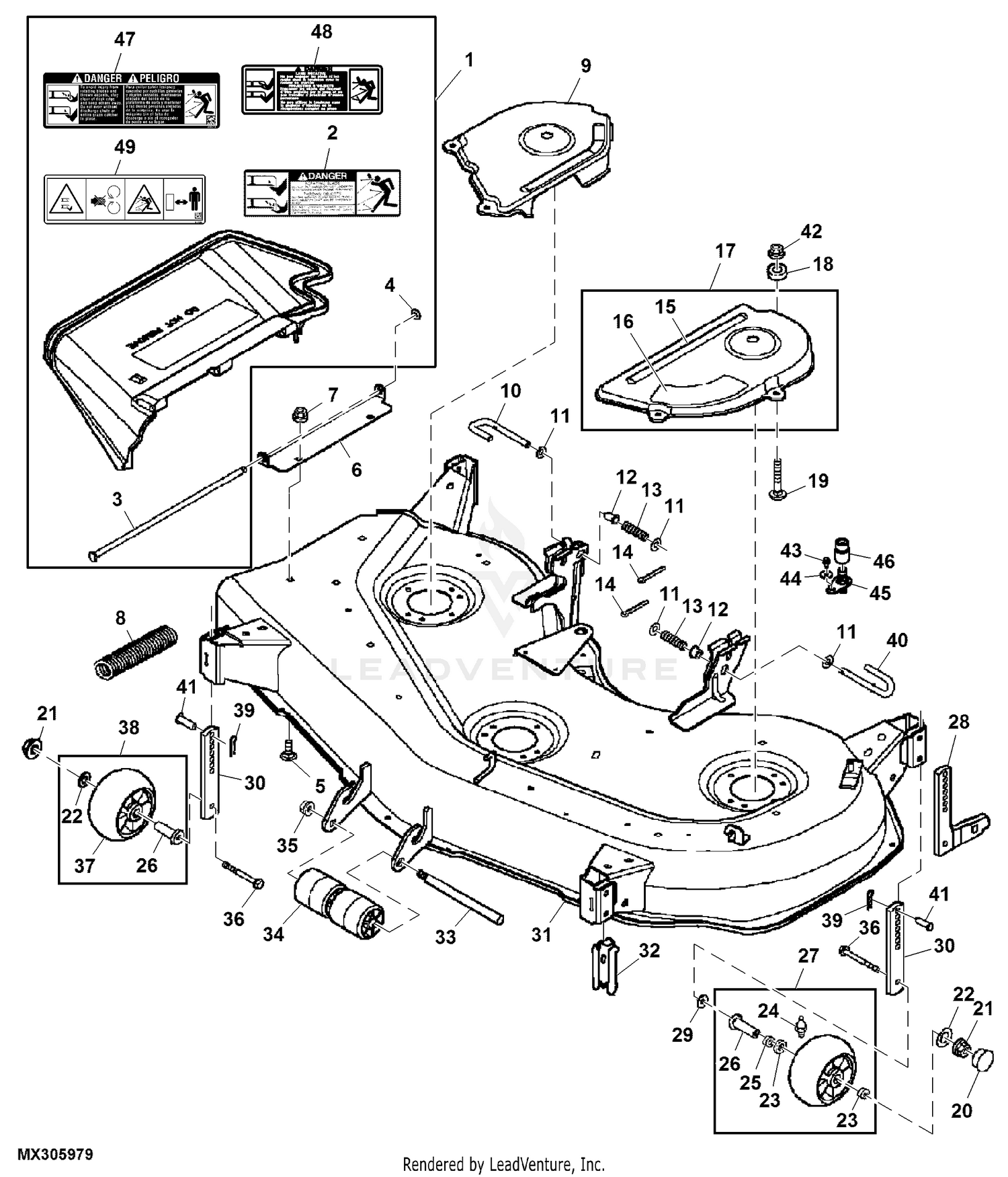 John Deere GX345 Lawn & Garden Tractor Power Flow Blower Assembly (48C  Mower) (W/Quick-Tatch) -PC9078 Jacksheave & Belt 54C High-Performance Power  Flow: MATERIAL COLLECTION SYSTEM