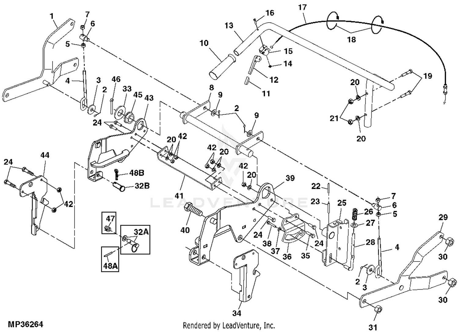 John deere lt180 48 inch mower deck parts hot sale