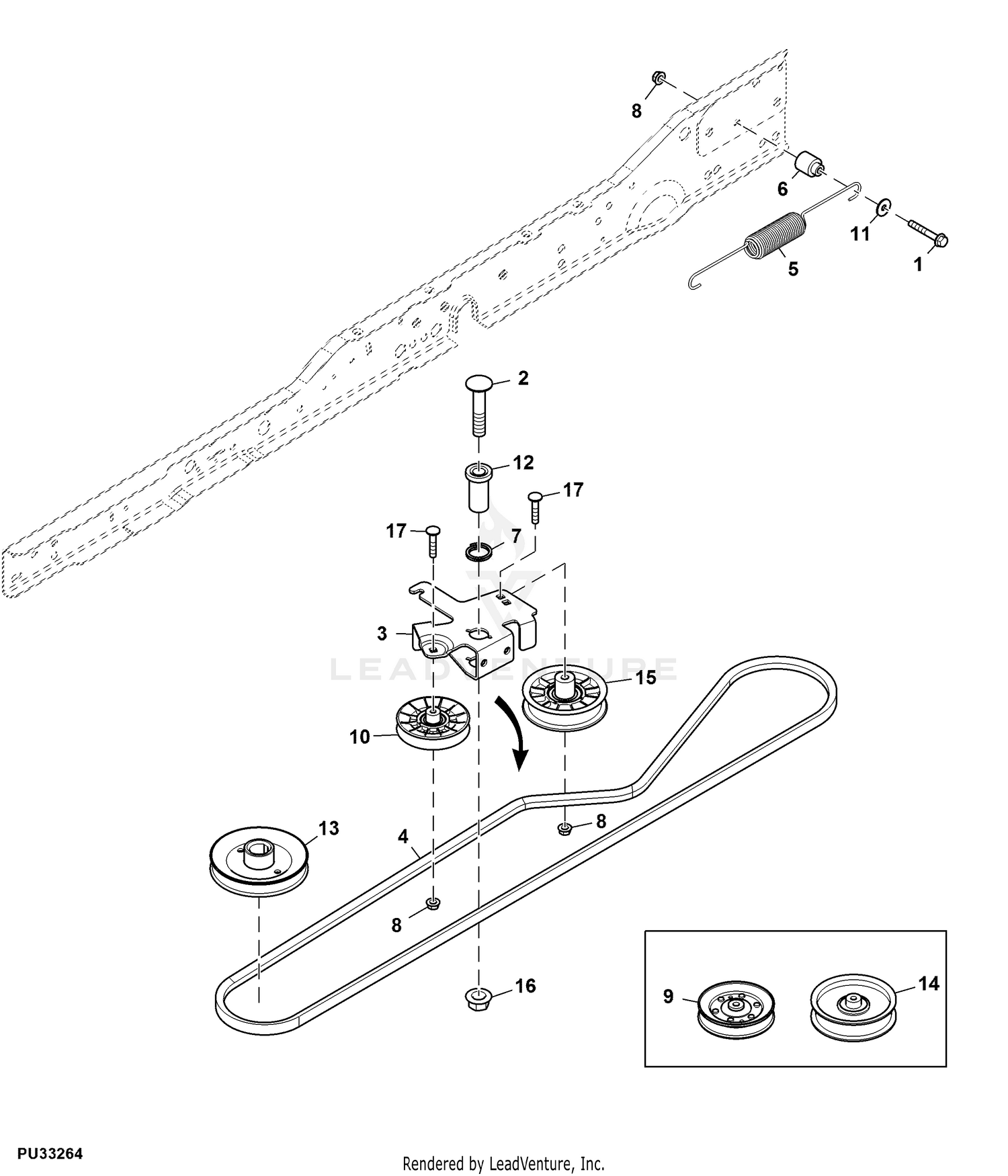 John deere x350 drive belt online replacement