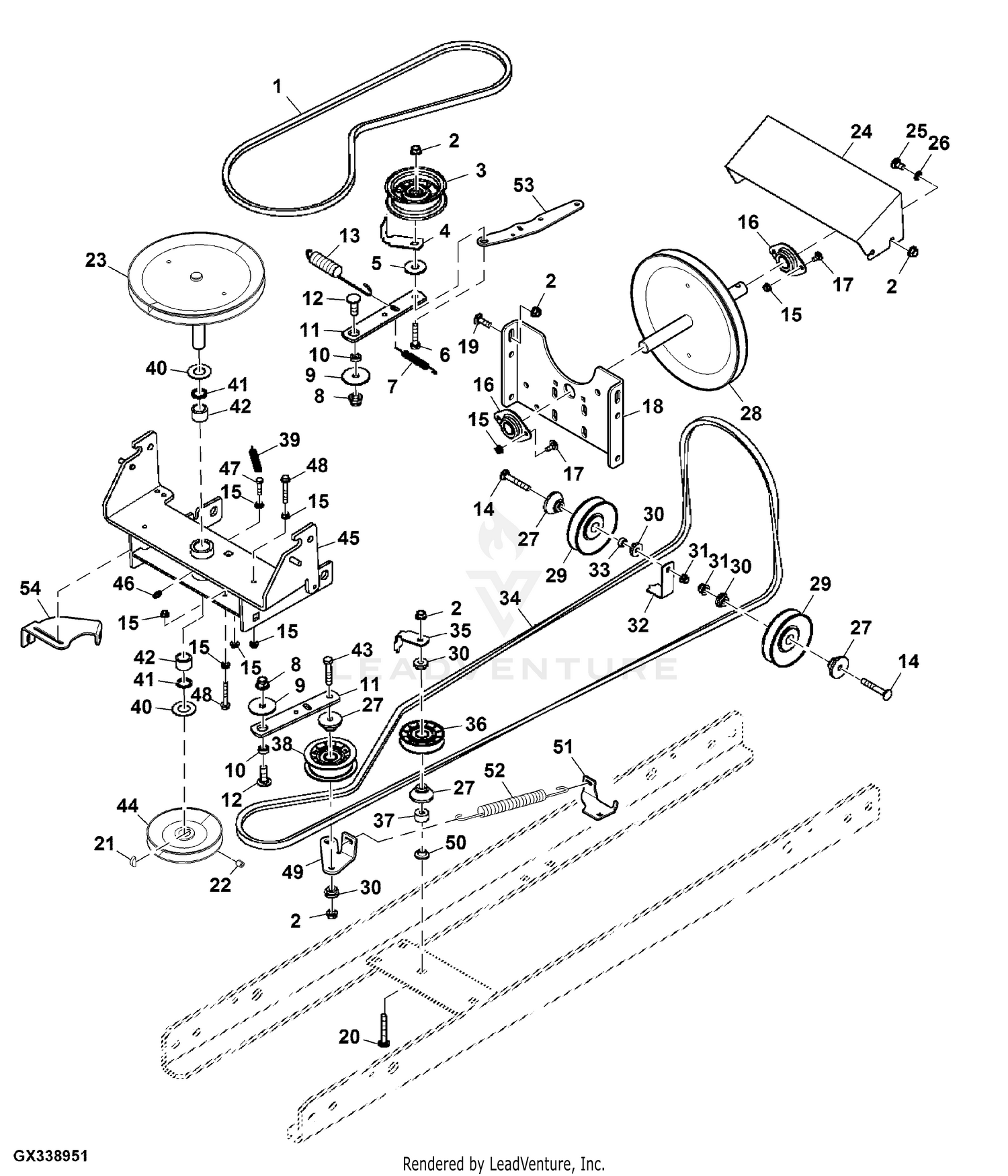 John deere d140 2024 drive belt diagram