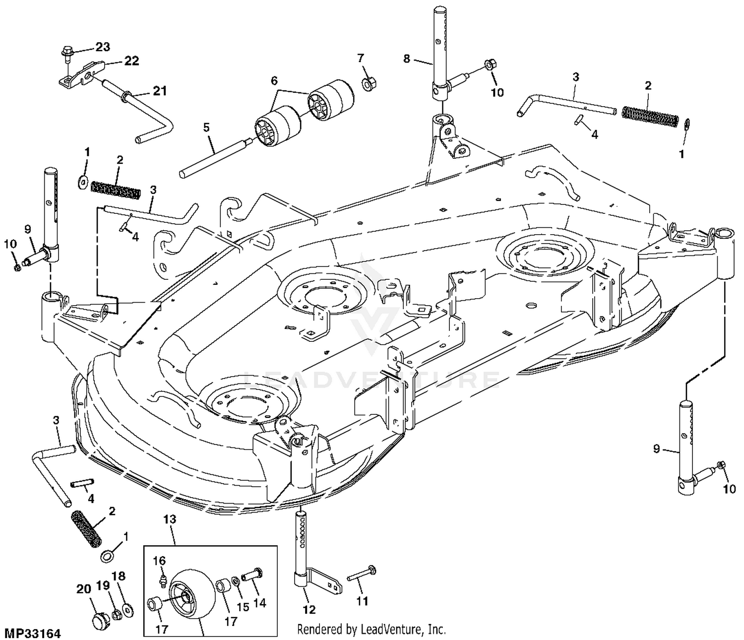 John Deere 3 Bag Material Collection System 2210 4115 PC2863