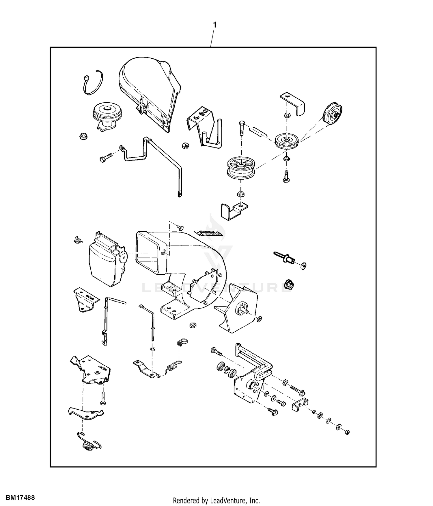 John Deere Power Flow Material Collection System (38-IN STX or LX) -PC2111  Attachment,Blower Assembly,Mower Deck 60: POWER FLOW BLOWER ASSEMBLY 60  MOWER