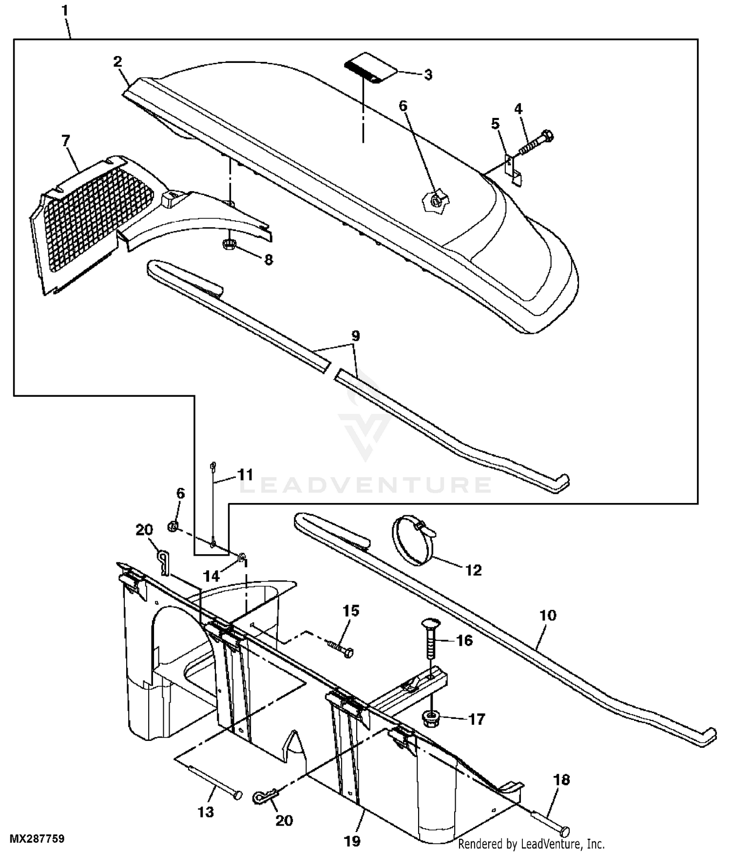 John Deere Power Flow Blower Assembly (48C Mower) -PC9146 Jacksheave,Idlers  & Belt,48C: Two-Bag Powerflow Material Collection System