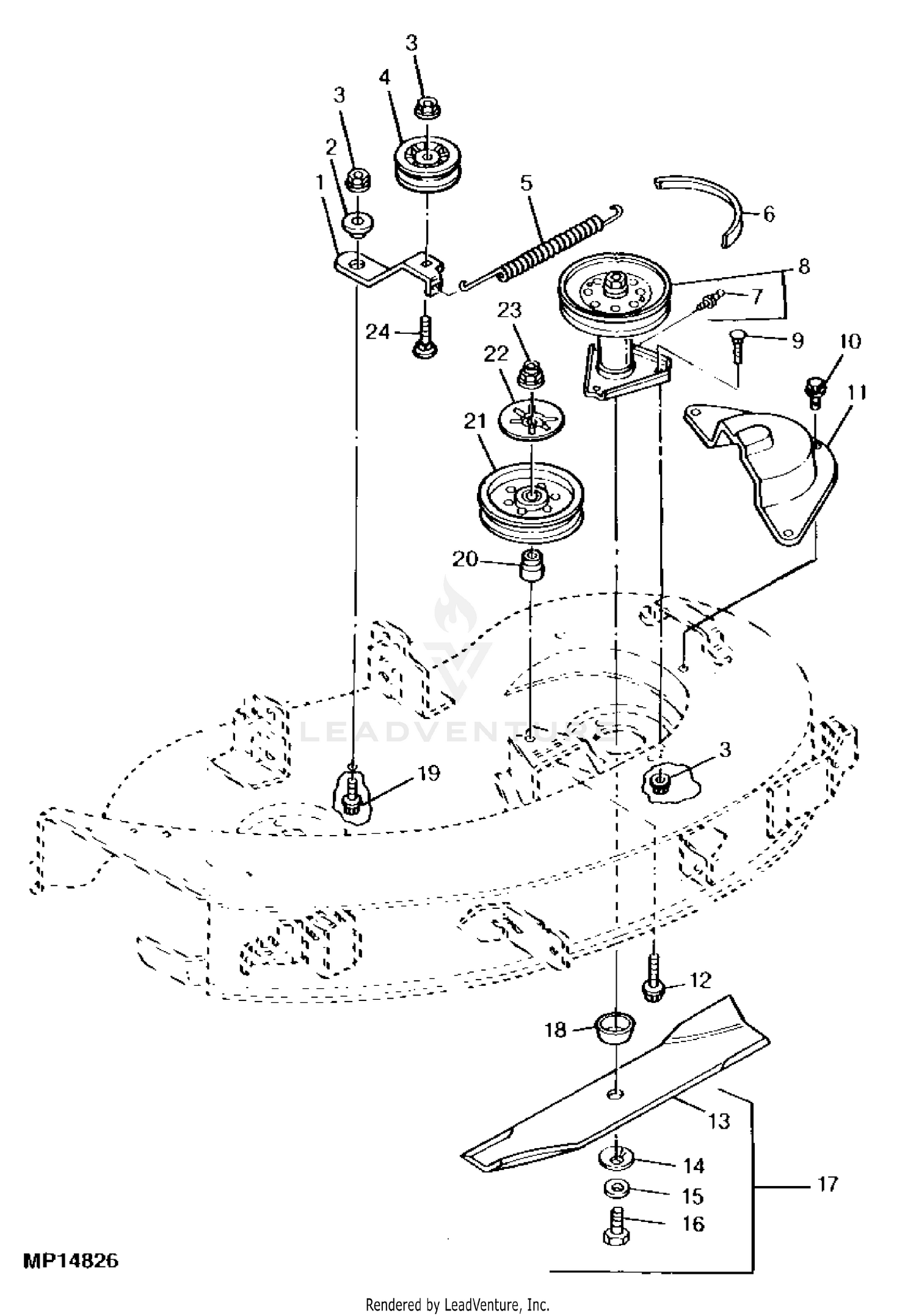 John deere 38 inch mower deck belt outlet diagram