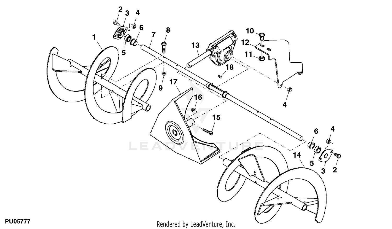 John Deere D125 100 Series Tractor D125 Tractor PC12155 Auger 700000 Snowblower 44 Inch 030000