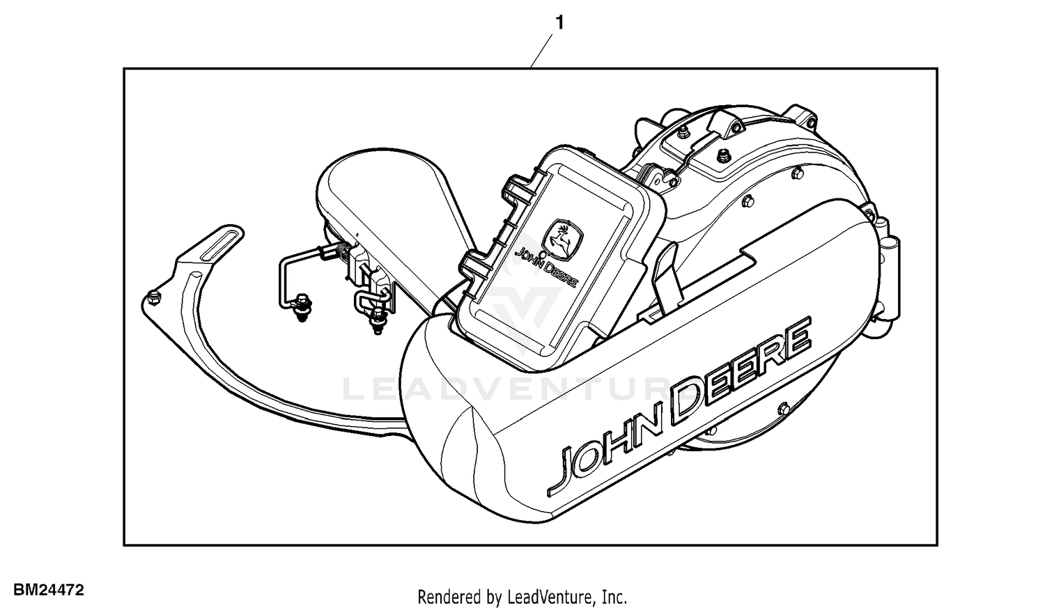 John Deere Power Flow Blower Assembly (62C Mower) -PC9146 Jacksheave,Idlers  & Belt,54 inch: Three-Bag Powerflow Material Collection