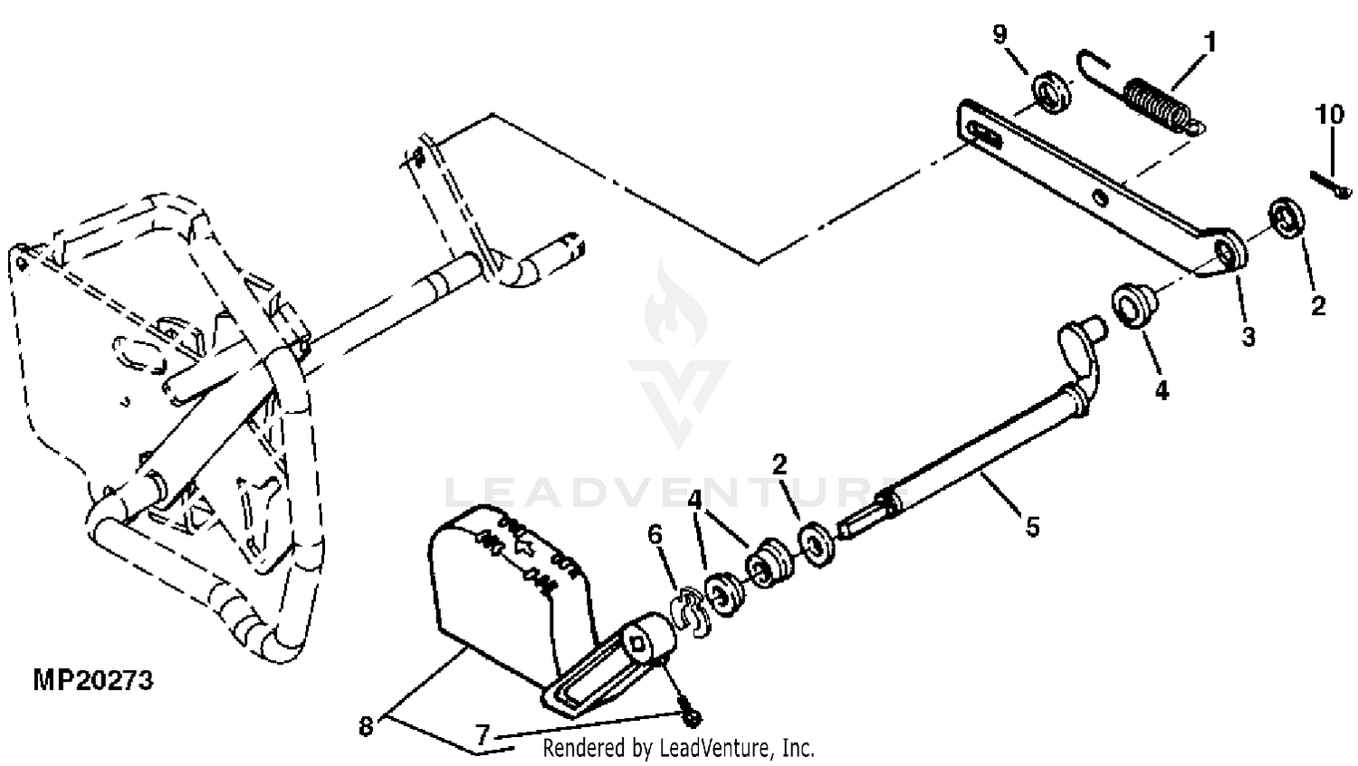 John Deere S2348 Scotts Yard Tractor PC2811 REVERSE PEDAL LINKAGE