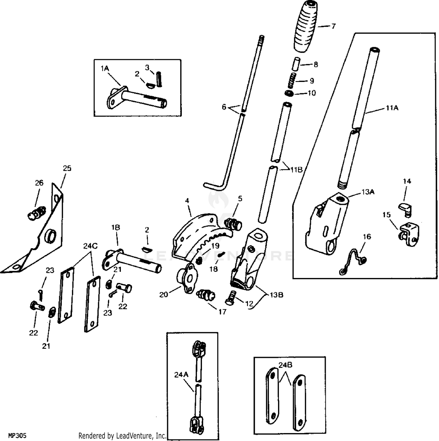 John Deere 110 110H LAWN GARDEN TRACTOR PC0855 MANUAL LIFT LEVER TRACTORS LAWN GARDEN 110 AND 110H 100 000