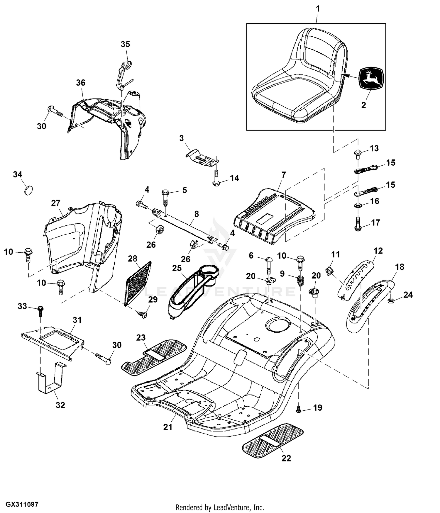 John deere discount la120 deck belt