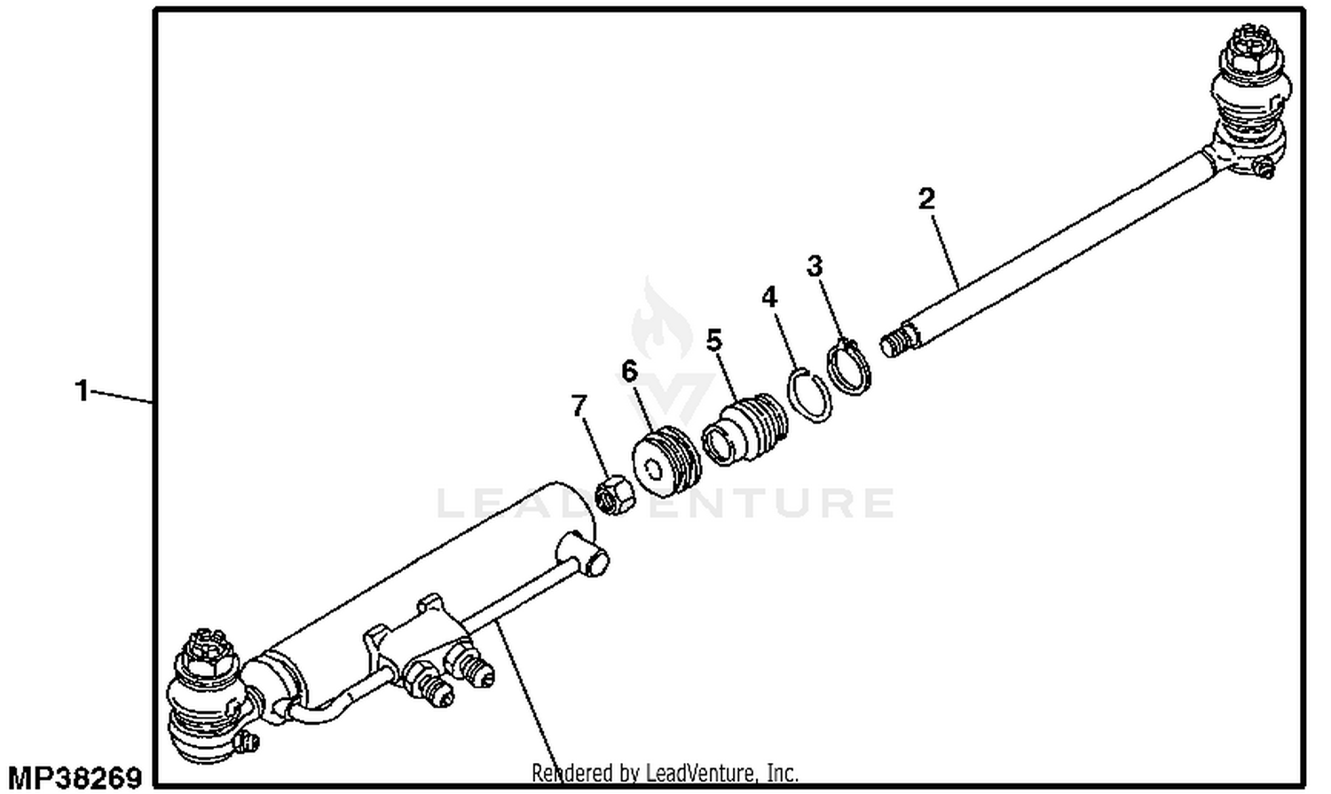 John Deere STEERING AND BRAKES Power Steering Cylinder (4WD