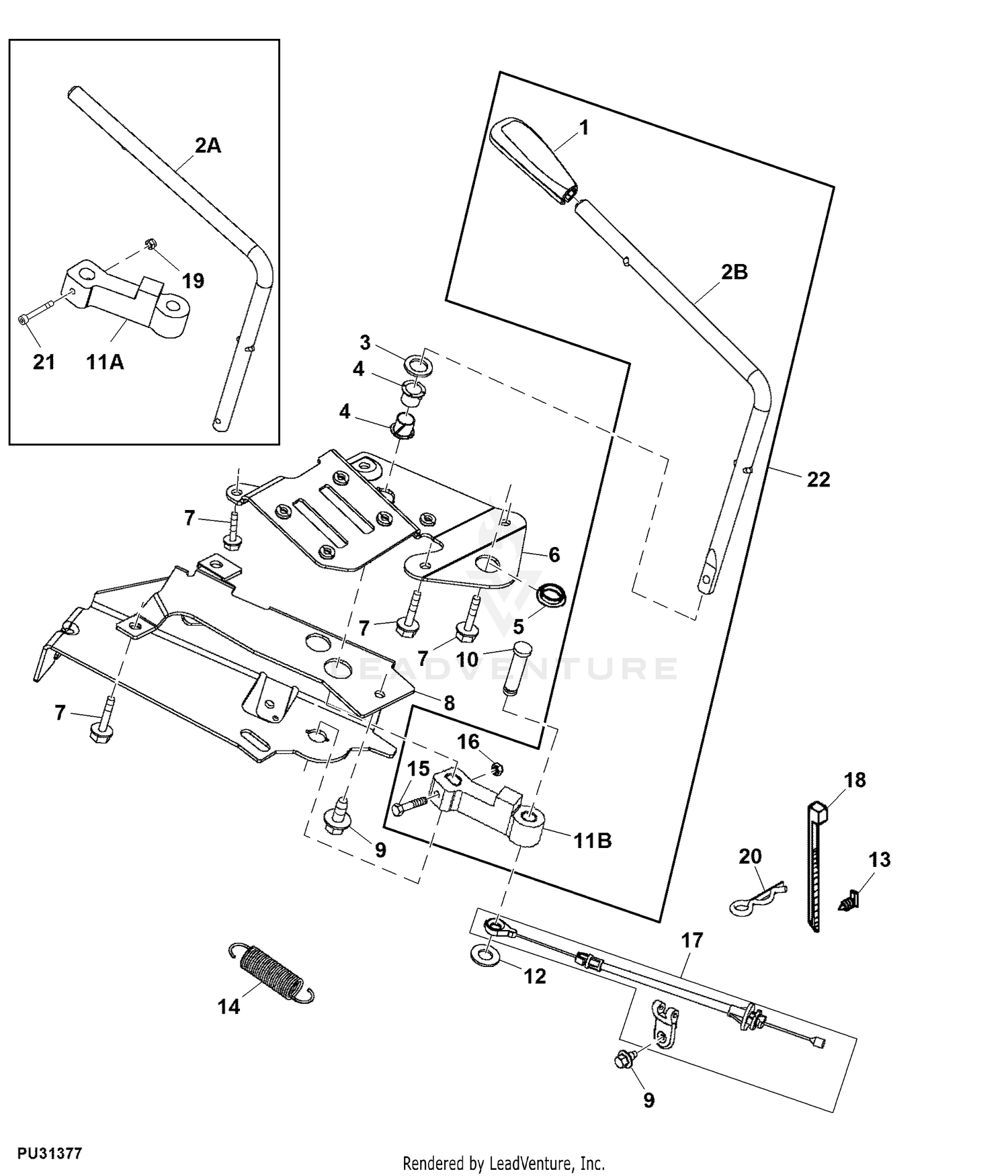 John Deere POWER TRAIN PTO Lever and Linkage