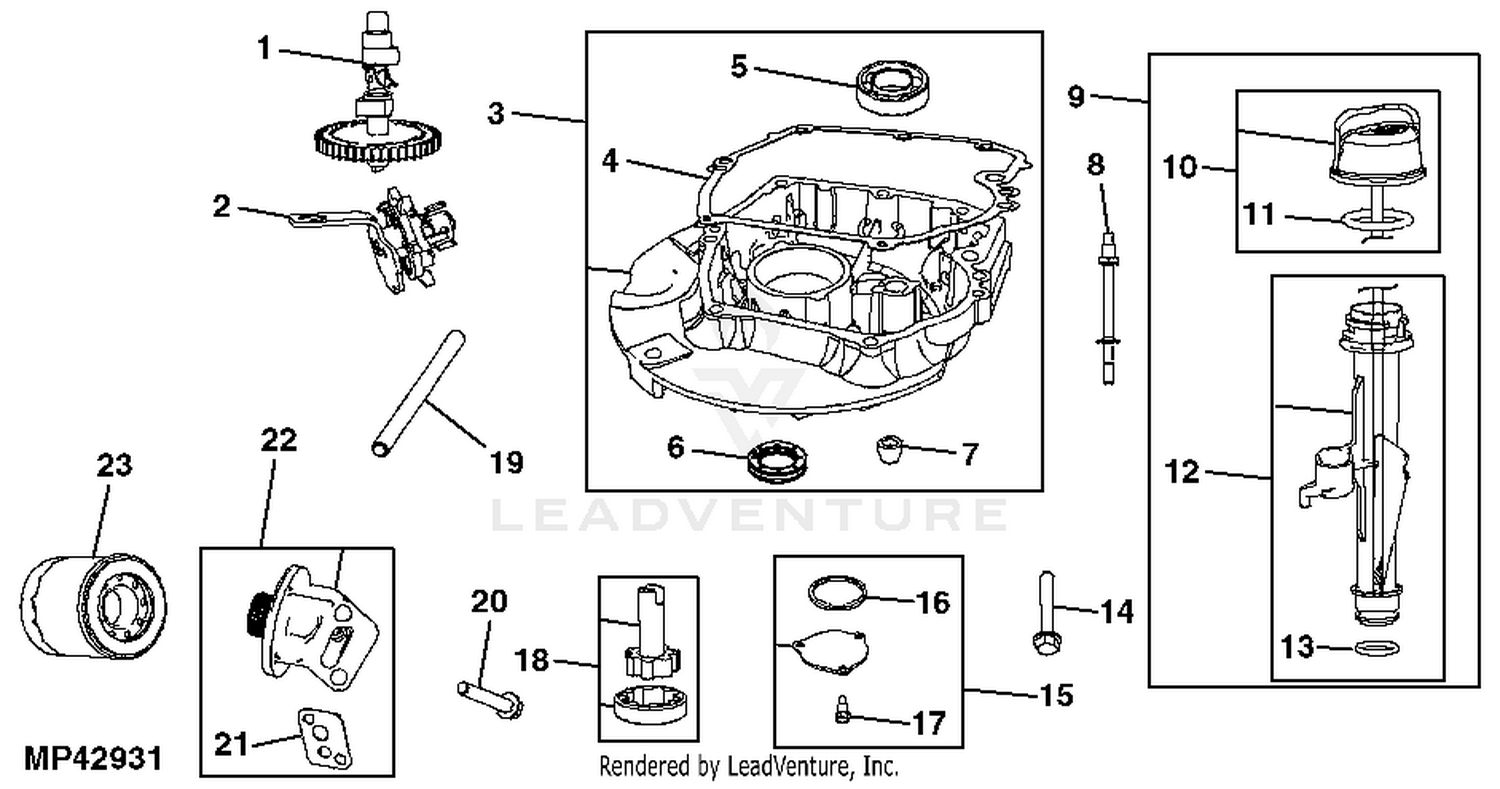 John Deere JS46 22 IN MowMentum Walk Behind Mower PC10372 ENGINE BASE OIL SLINGER DIPSTICK OIL FILTER ENGINE MIA12342 MIA12343