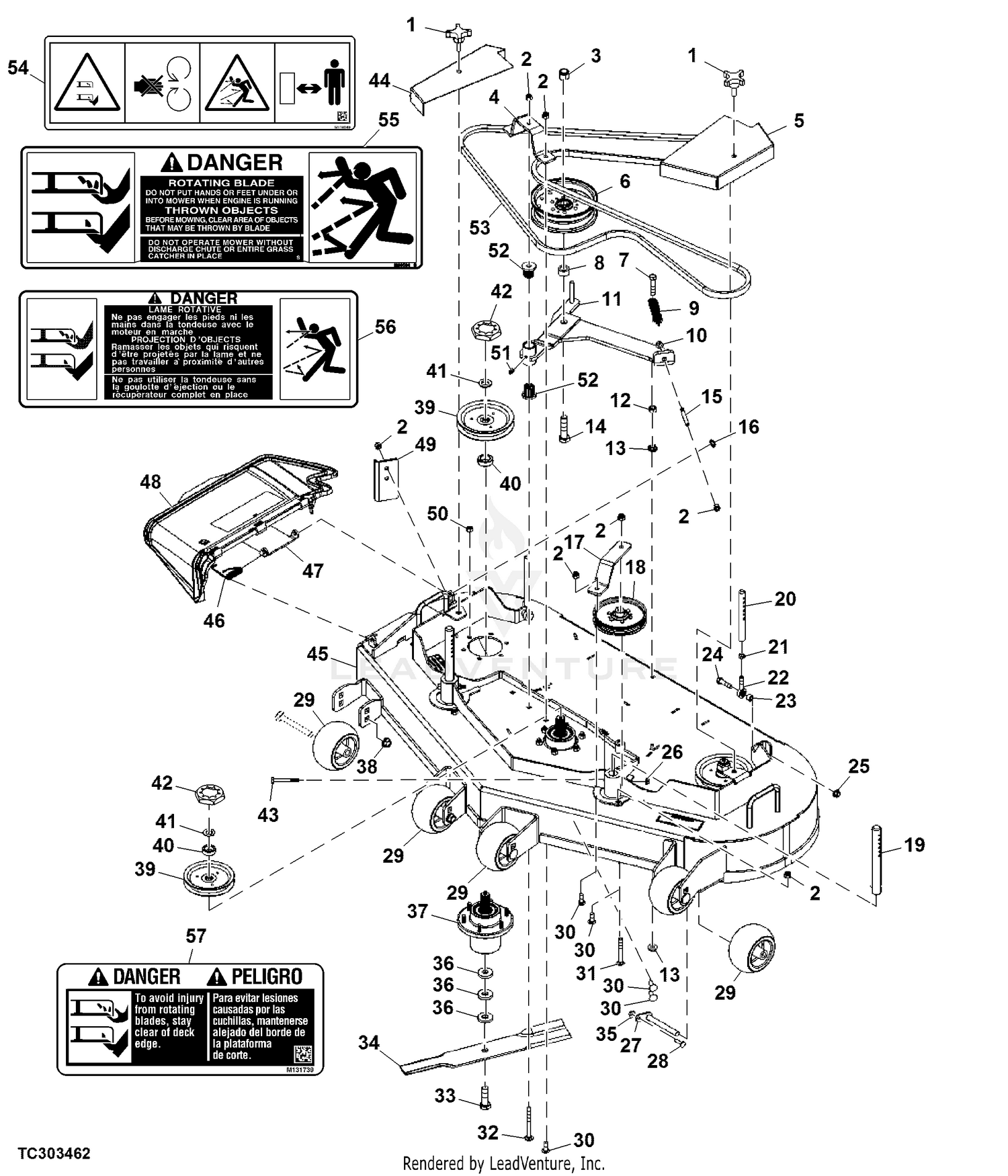 John Deere WH52A 52 IN Commercial Walk Behind Mowers PC10500 MOWER DECK 52 132 CM 040000 MOWER RELATED PARTS