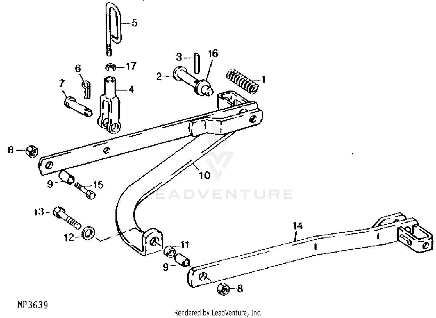 John Deere 60 IN Mid Mount Rotary Mower 400 420 430 Tractors PC1928 LIFT STRAPS YOKE Mower 60 Inch SN 488001 505000 420 Tractor