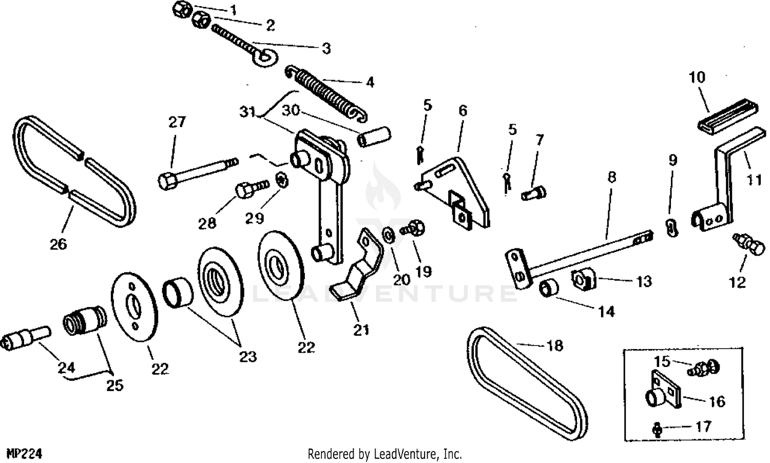 John Deere 210 TRACTOR PC1473 VARIATOR CLUTCH DRIVE BELTS 200 210 212 AND 214 200 210 212 214 AND 216 LAWN GARDEN TRACTORS