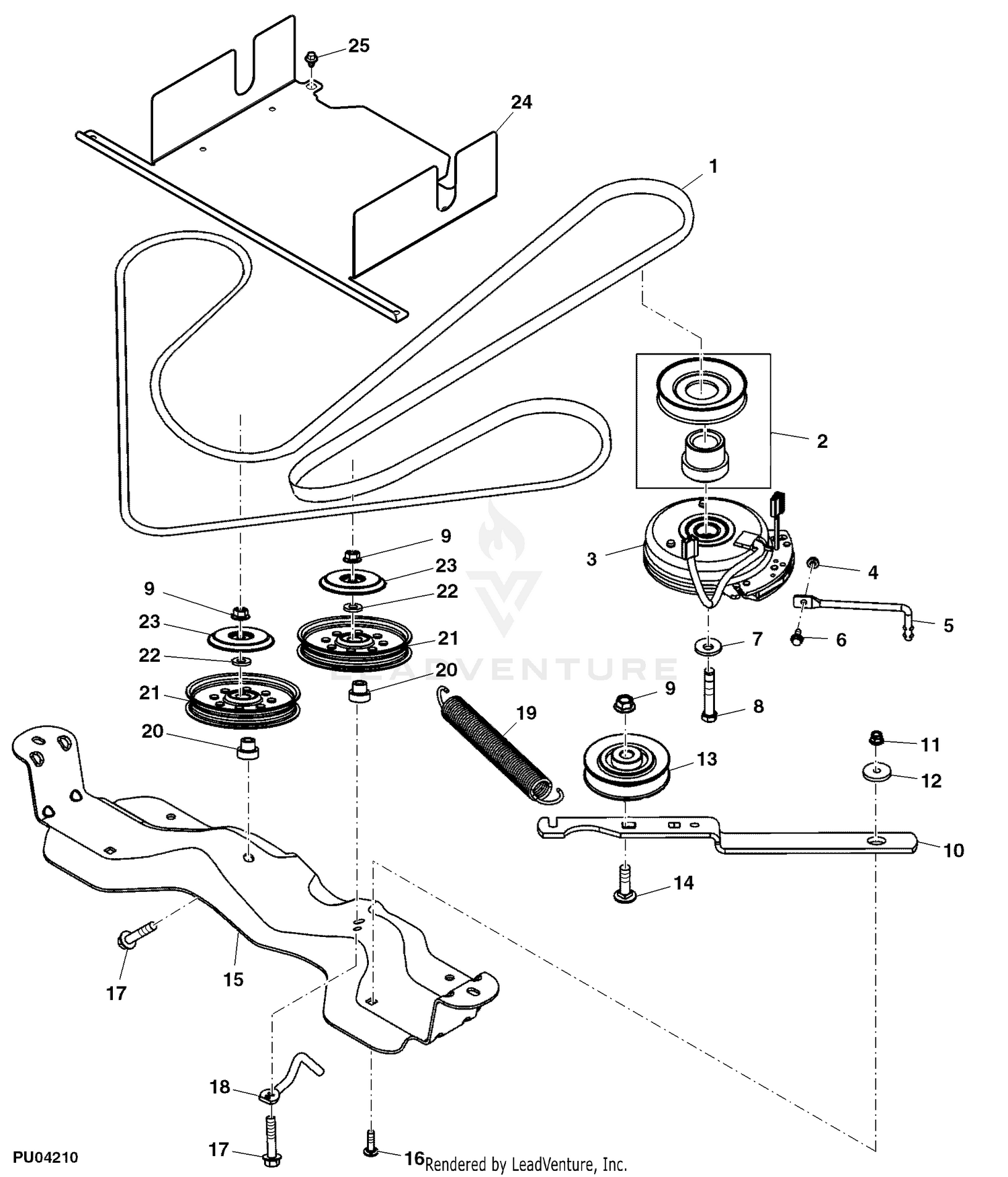 John Deere Z225 EZtrak Mower With 42 IN Deck PC9593 Pulleys Drive Belt 100001 POWER TRAIN MM16330 MM16250