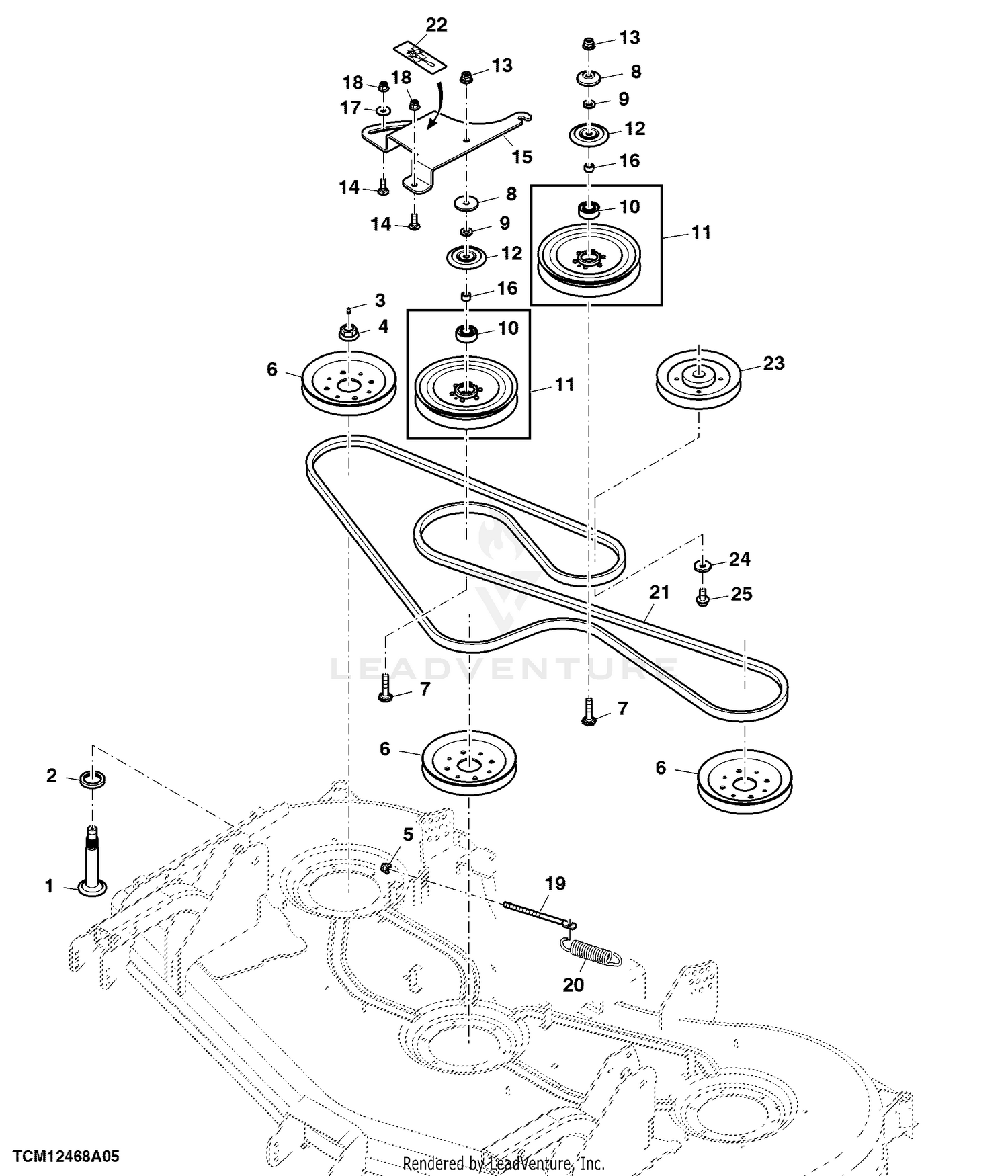 John deere la105 outlet drive belt adjustment