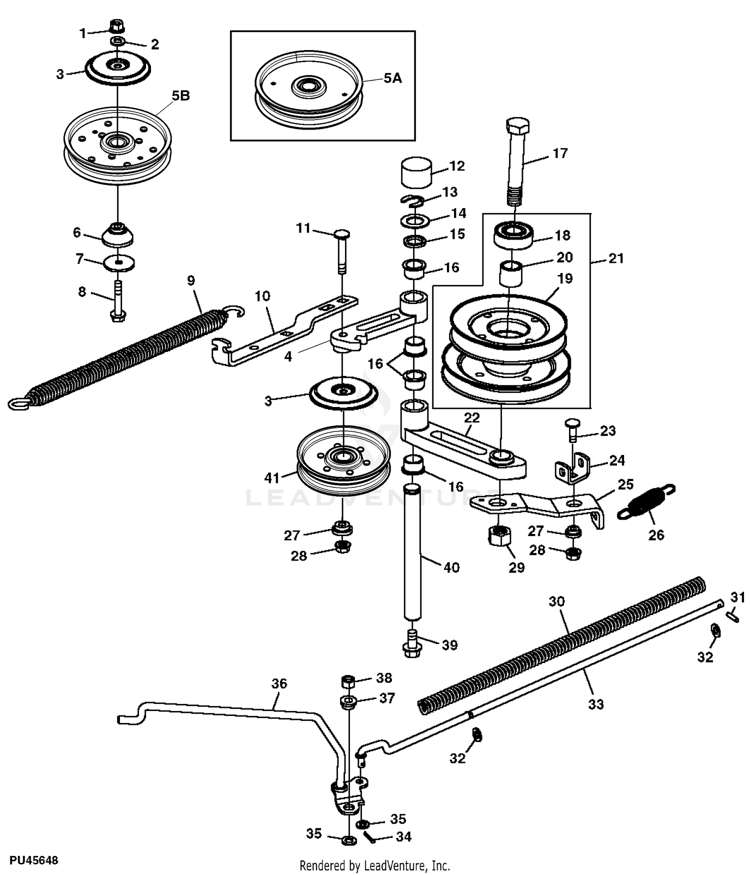 Mower deck deals pulleys