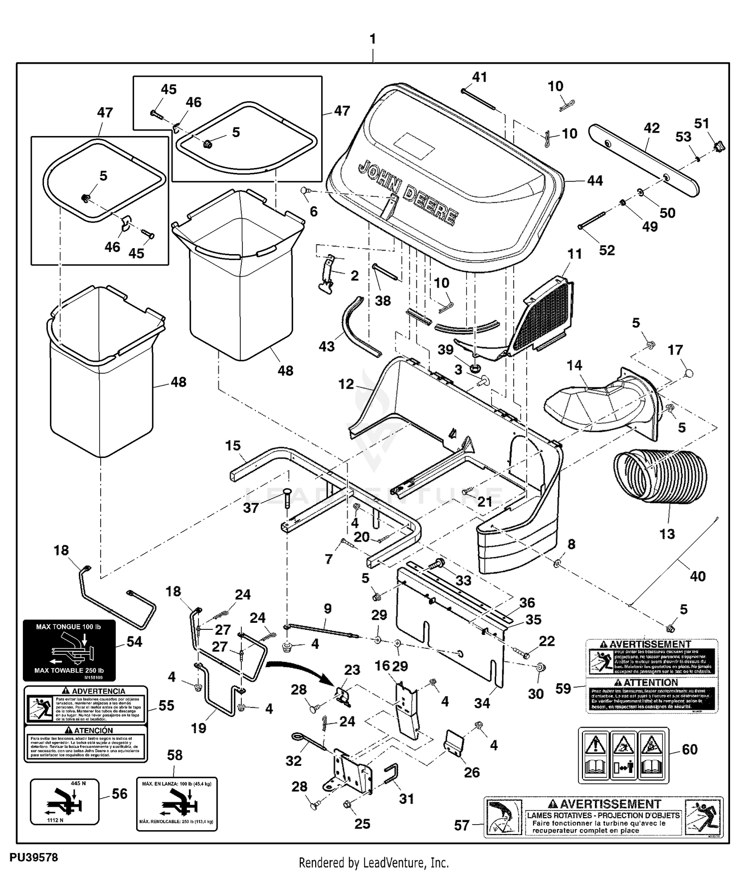 John Deere Material Collection System Power Flow Blower, 54X inch ( -  080000)